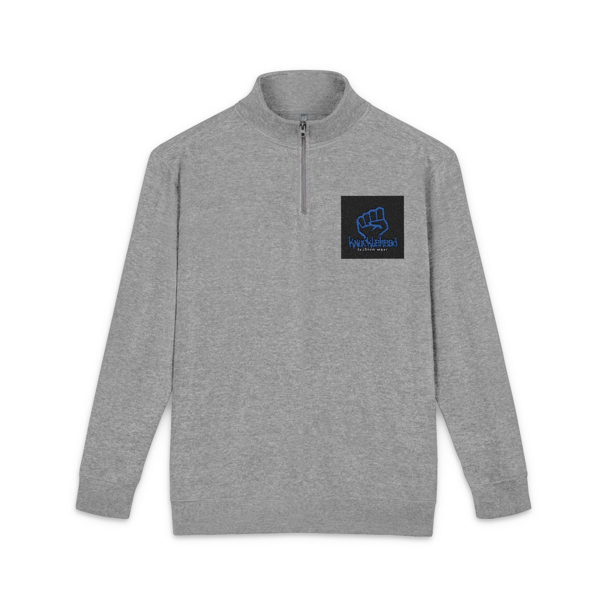 Embroidered Blue Rose Fleece Pullover â Cozy Quarter-Zip Sweatshirt