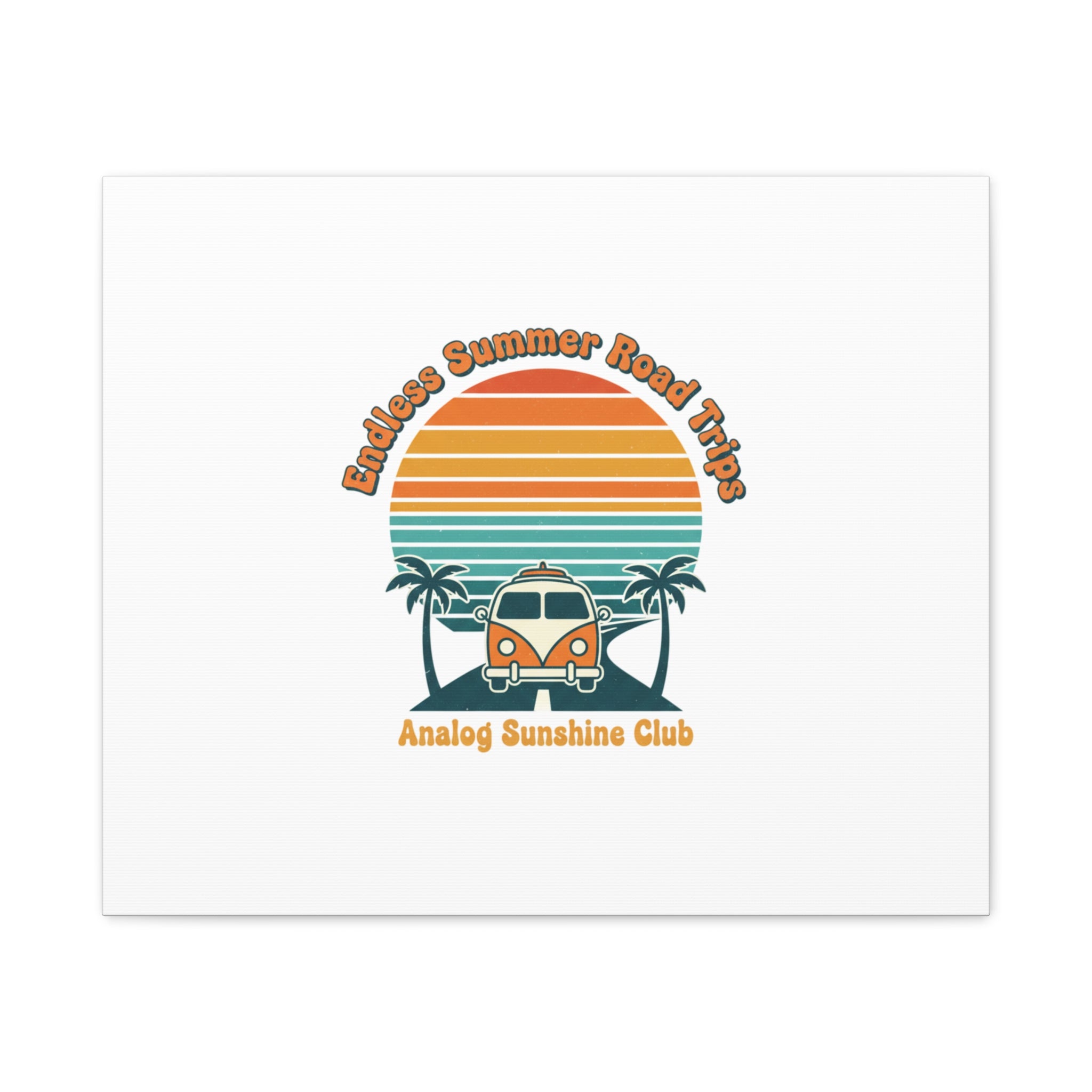 Endless Summer Road Trips Canvas | 1970s Sunset, Retro Surf Palm Art 24" x 20" (Horizontal) 1.25"