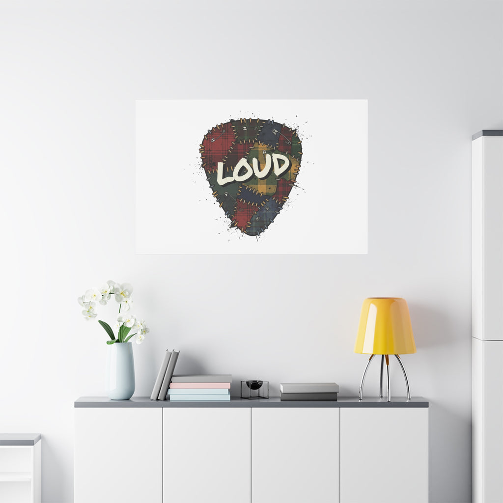 Plaid Patchwork Guitar Pick Canvas, Grunge Revival, 90s Rock Plaid Aesthetic 36" x 36" 1.25"