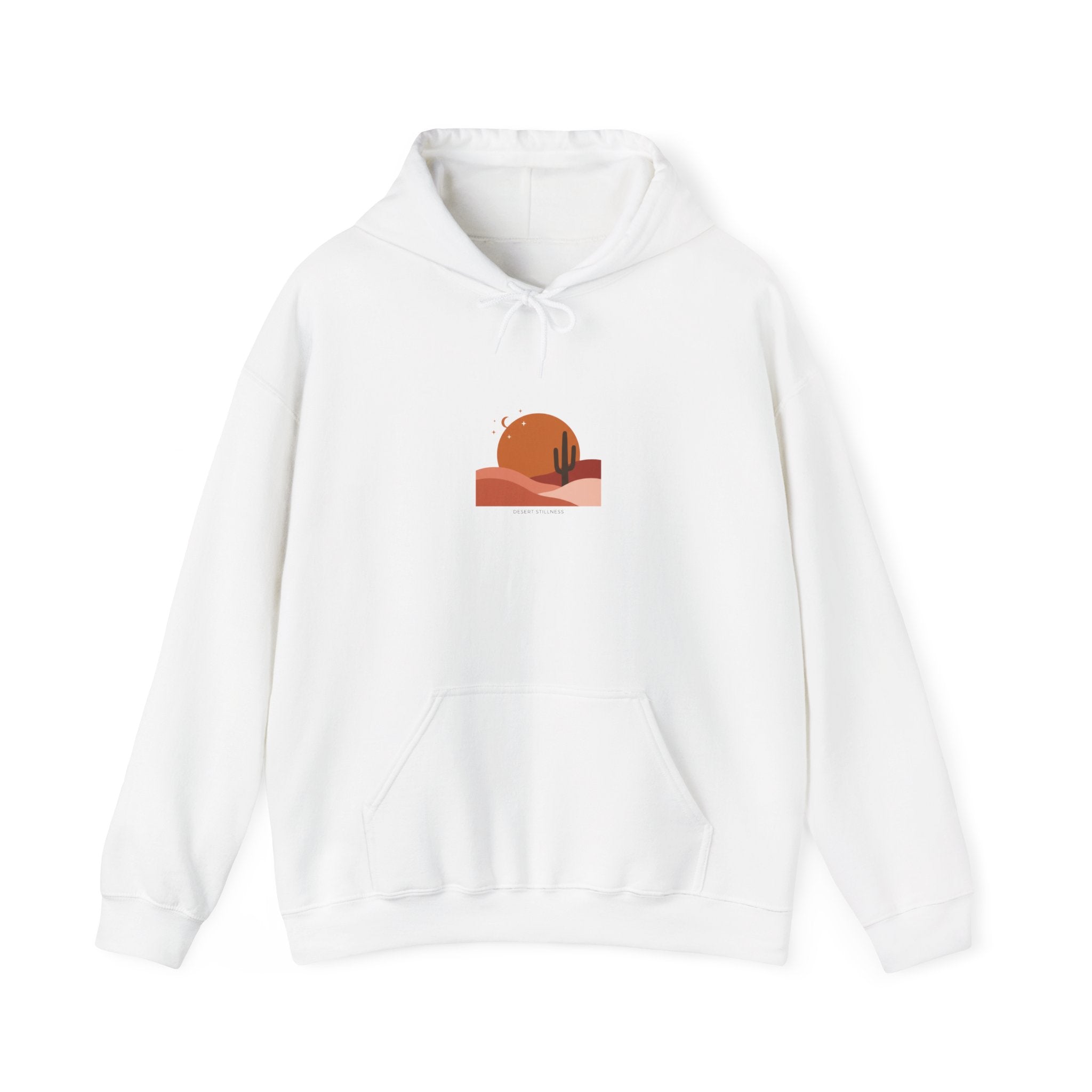 Desert Sunset Minimalist Mesa Hoodie | southwestern art print, adobe-inspired White
