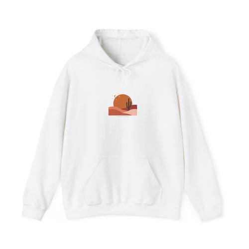 Desert Sunset Minimalist Mesa Hoodie | southwestern art print, adobe-inspired White