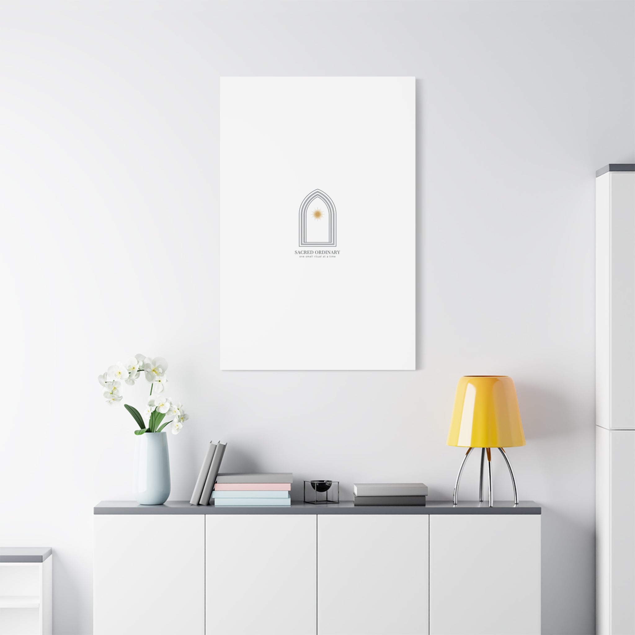 Sacred Ordinary Gothic Arch Canvas | Minimal Scripture Art, Quiet Luxury