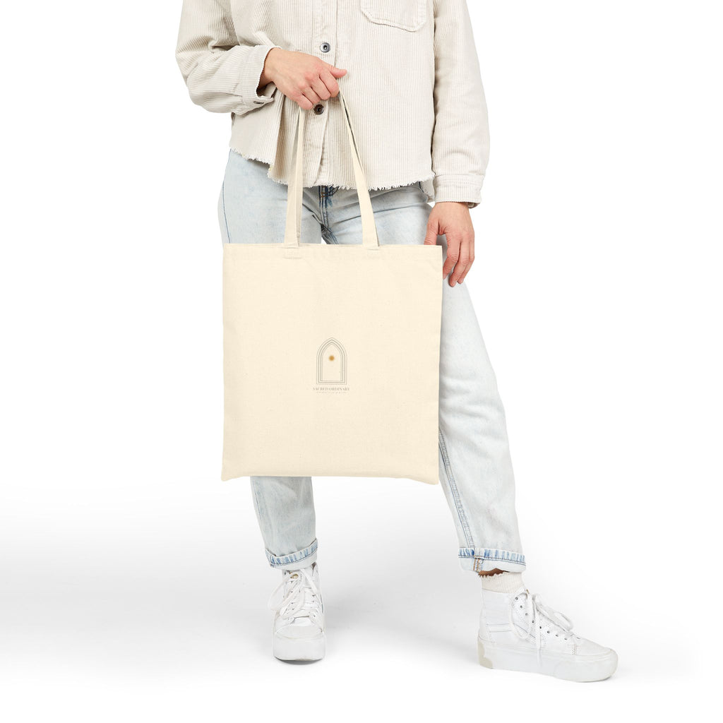 Gothic Arch Minimal Tote | Monastic Minimalism, Scripture Micro-Text