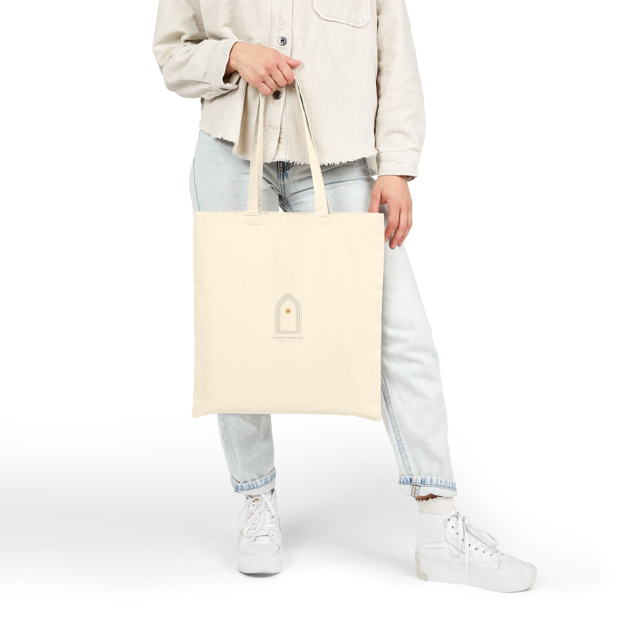 Gothic Arch Minimal Tote | Monastic Minimalism, Scripture Micro-Text