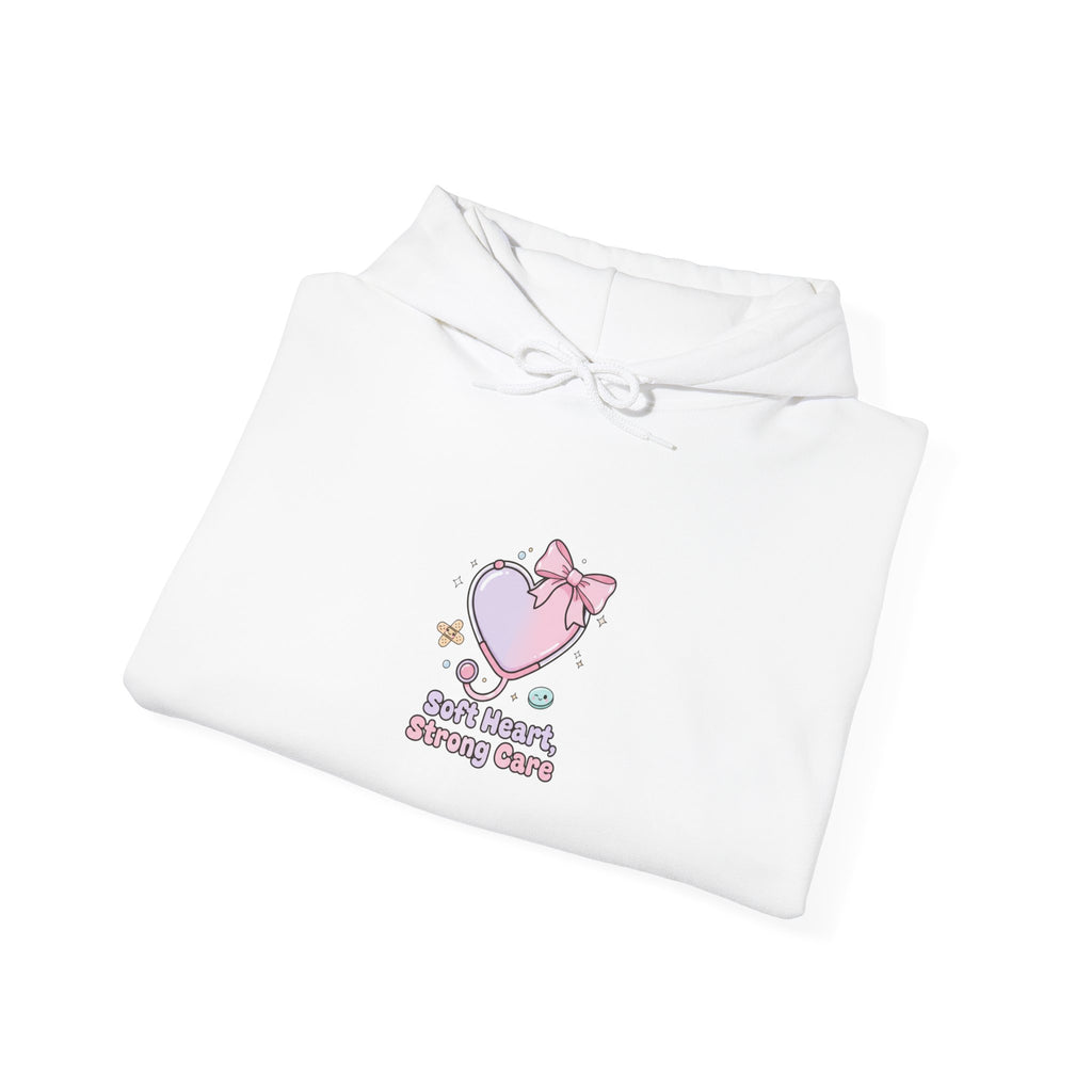 Cute Nurse Heart Graphic Hoodie | pastel coquette medical, kawaii nurse merch Navy