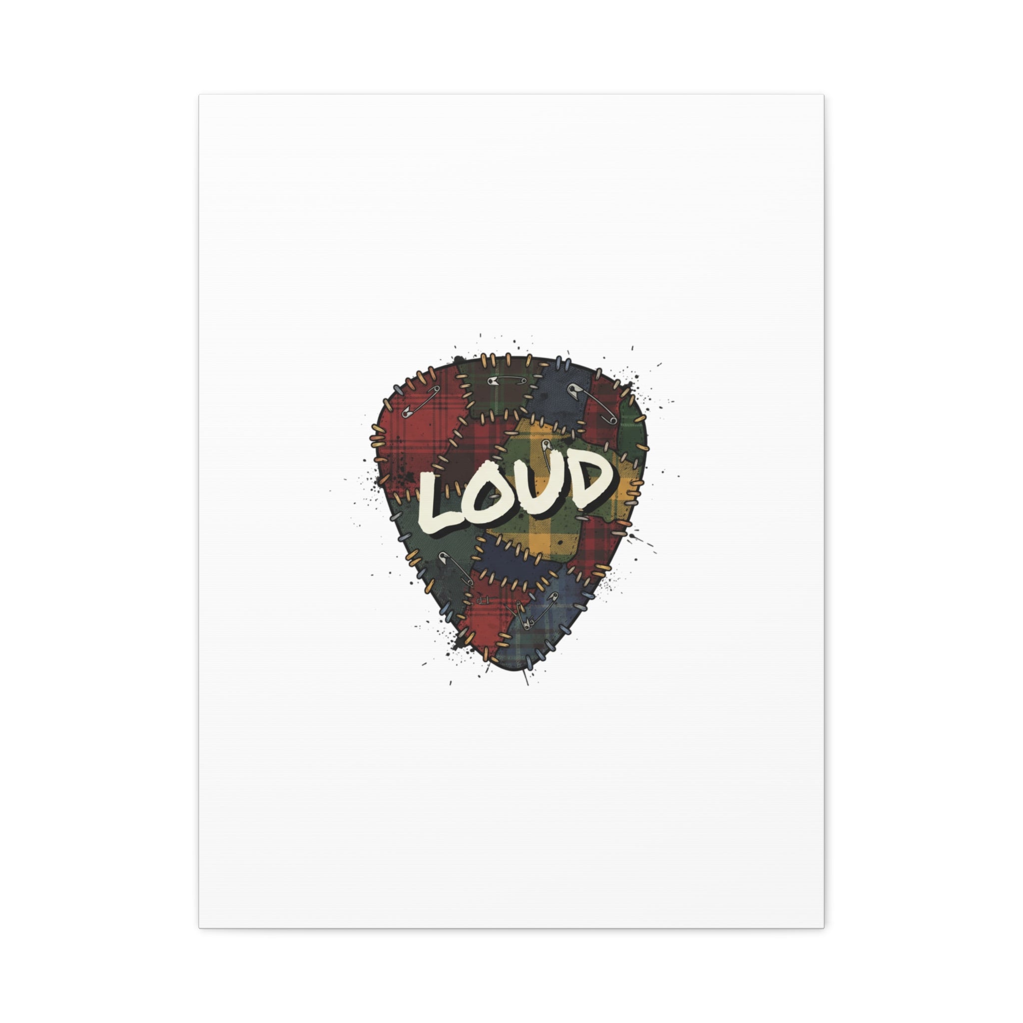 Plaid Patchwork Guitar Pick Canvas, Grunge Revival, 90s Rock Plaid Aesthetic 24" x 32" (Vertical) 1.25"