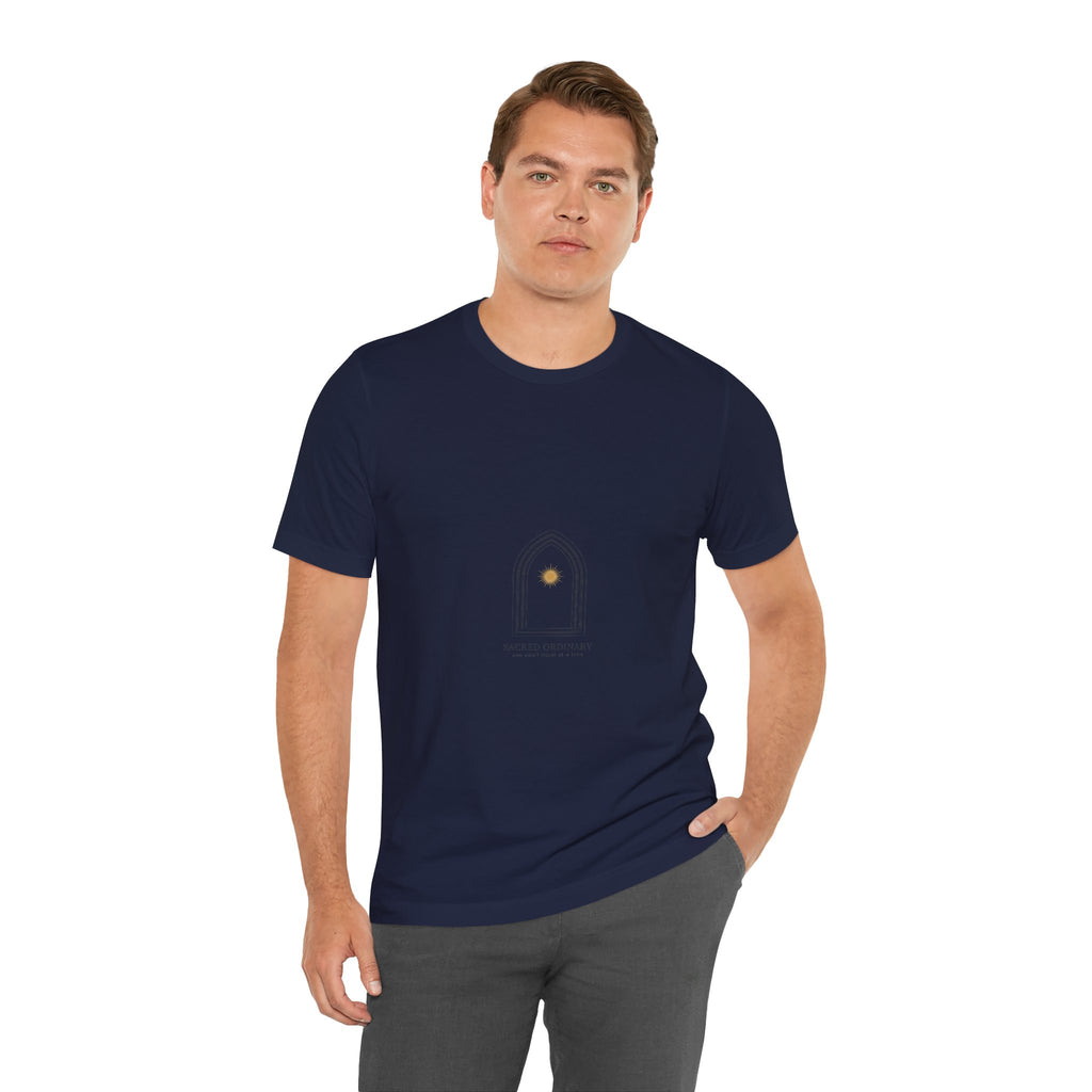Gothic Arch Minimal Tee | Monastic Minimalism, serene typography Navy