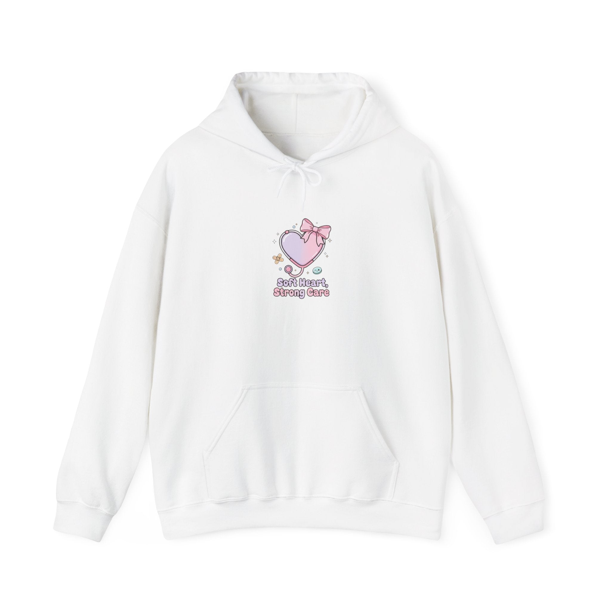 Cute Nurse Heart Graphic Hoodie | pastel coquette medical, kawaii nurse merch White