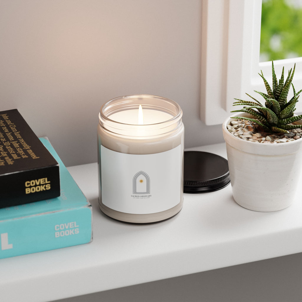 Gothic Arch Minimal Candle | Soy 9oz, Quiet Luxury, Serene Typography White Sage and Lavender 9oz