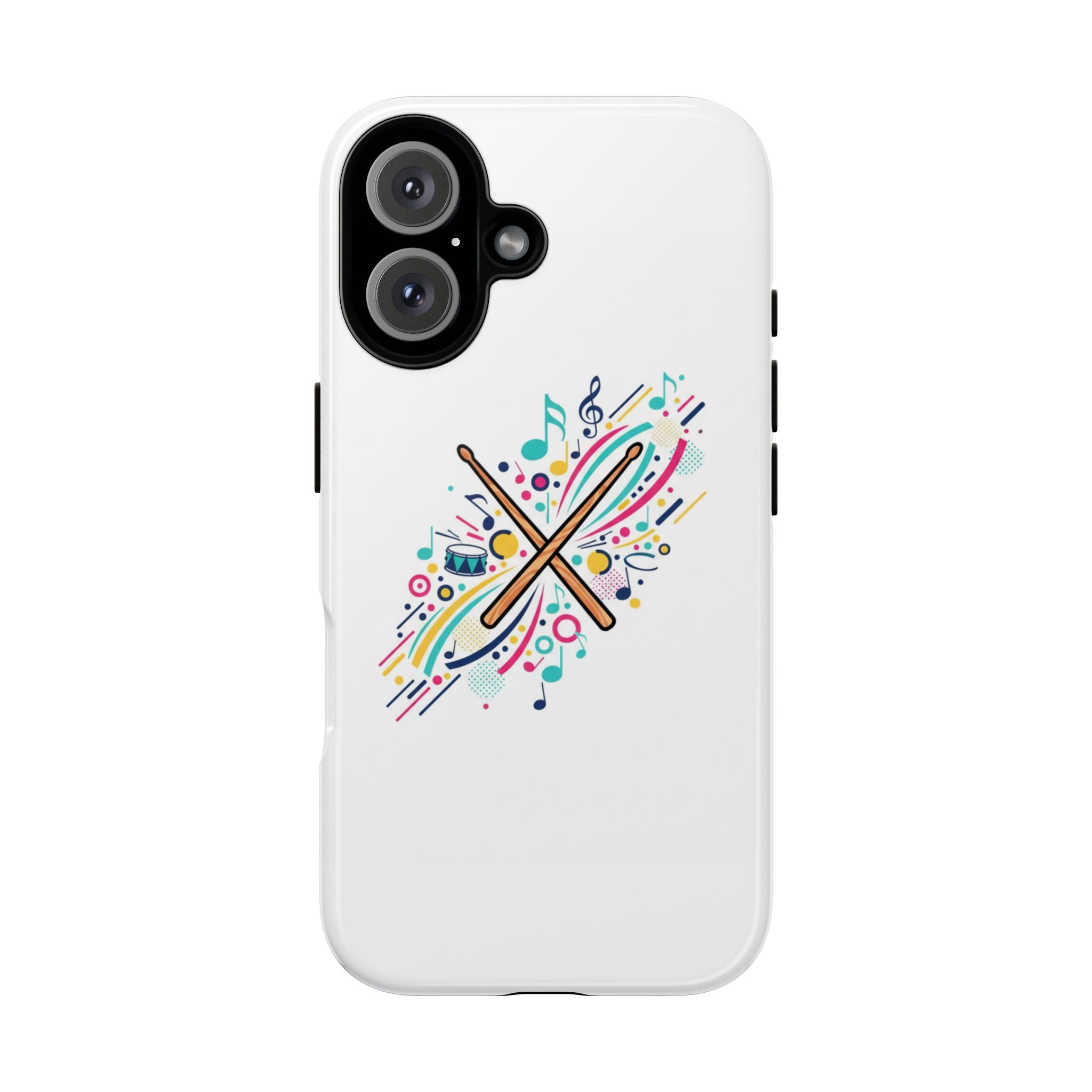 Colorful Drumsticks Illustration Phone Case | Music Percussion Art iPhone 16 Glossy