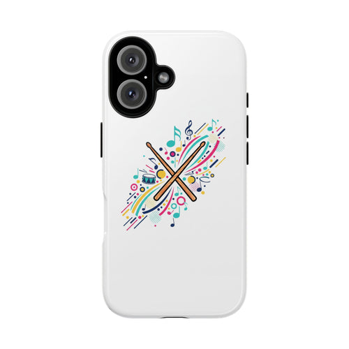 Colorful Drumsticks Illustration Phone Case | Music Percussion Art iPhone 16 Glossy