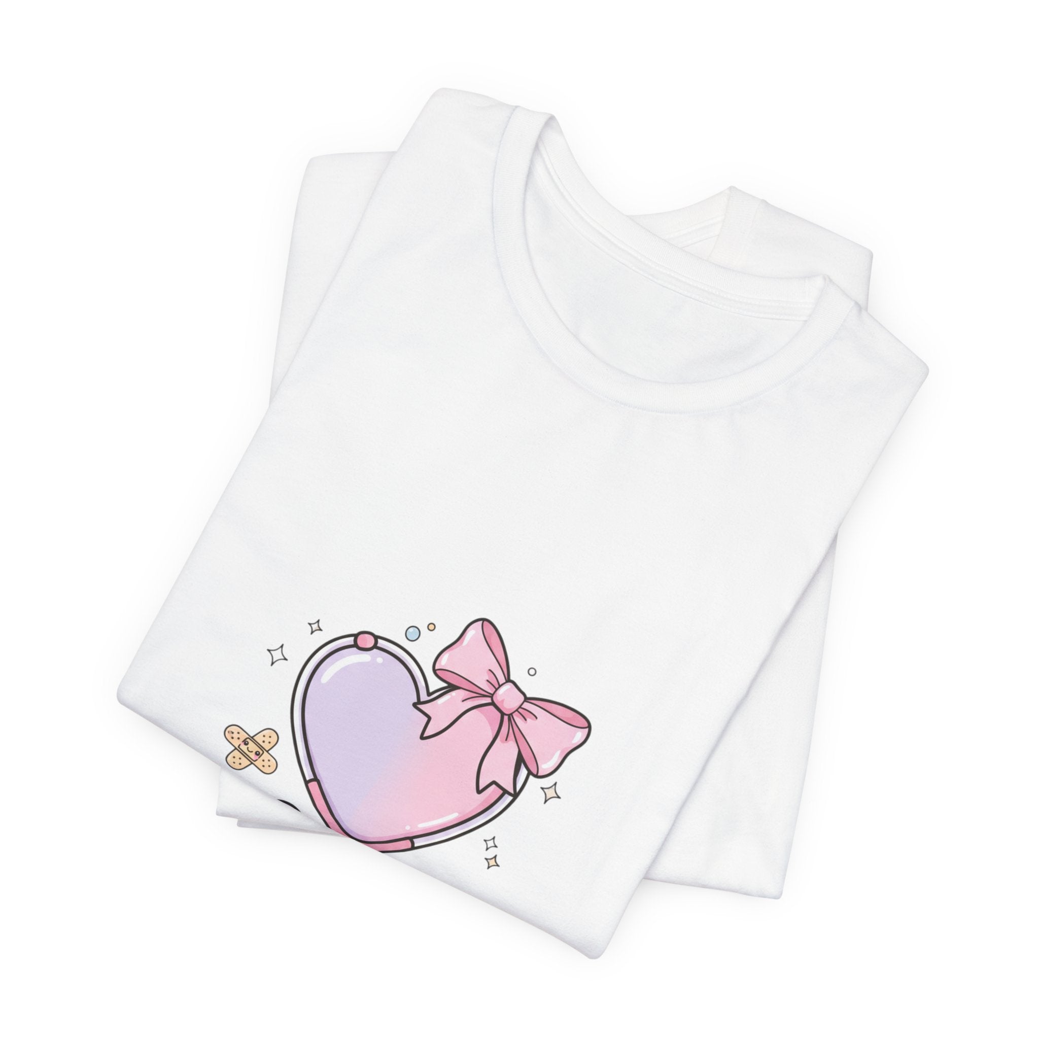 Soft Heart Strong Care T-Shirt | cute nurse graphic, pastel coquette medical shirt Navy