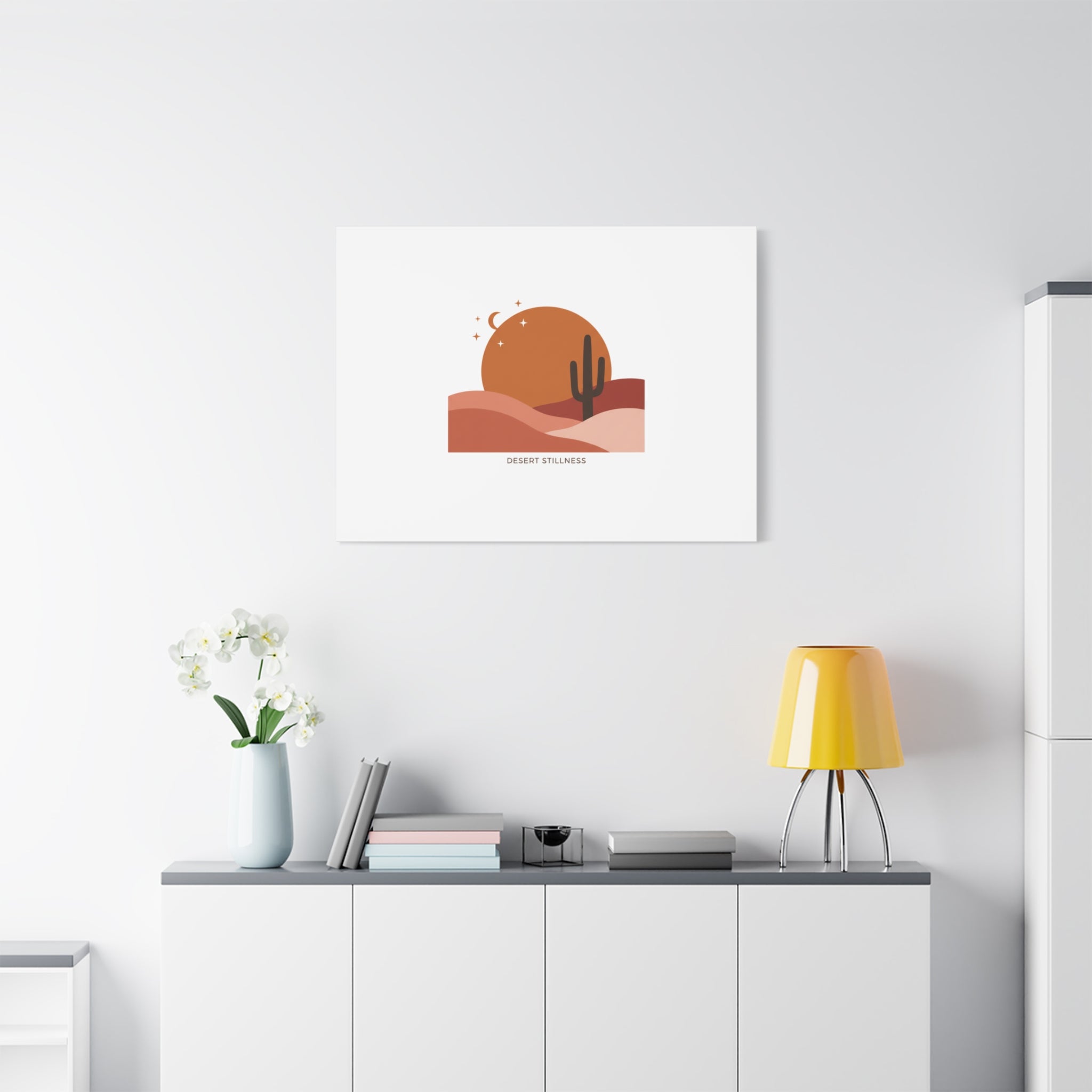 Desert Stillness Canvas, Desert Sunset Minimalist Mesa | Southwestern Art Print