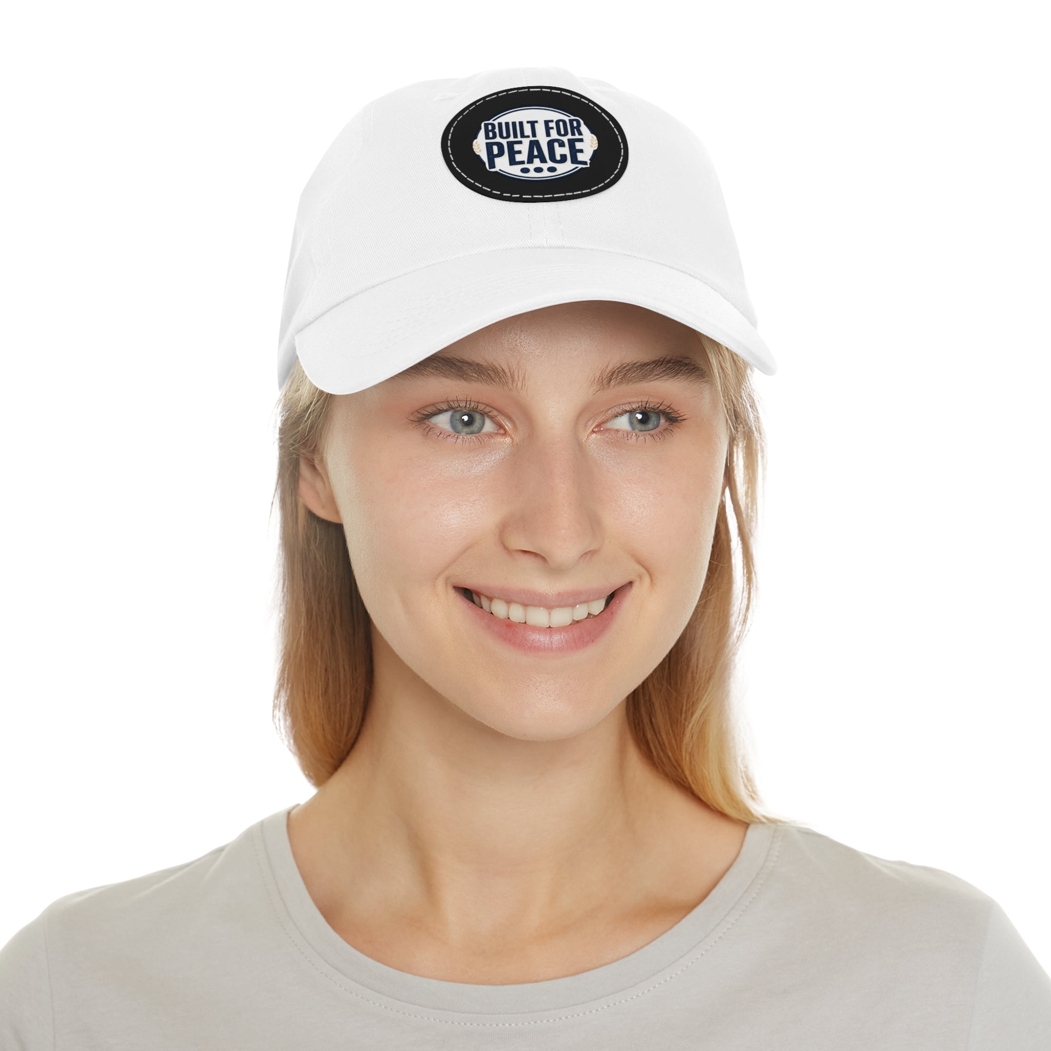 Built for Peace Leather Patch Dad Hat — Casual Cotton Baseball Cap
