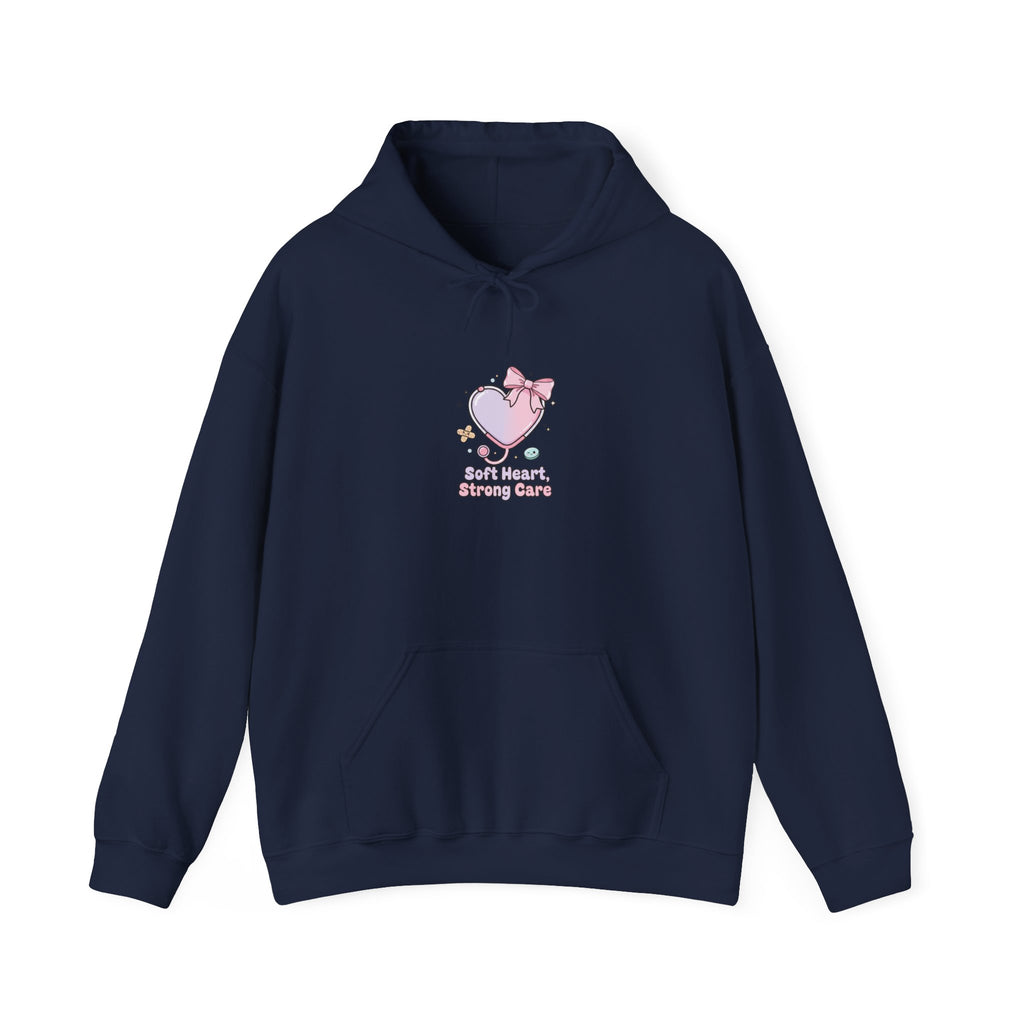 Cute Nurse Heart Graphic Hoodie | pastel coquette medical, kawaii nurse merch Navy