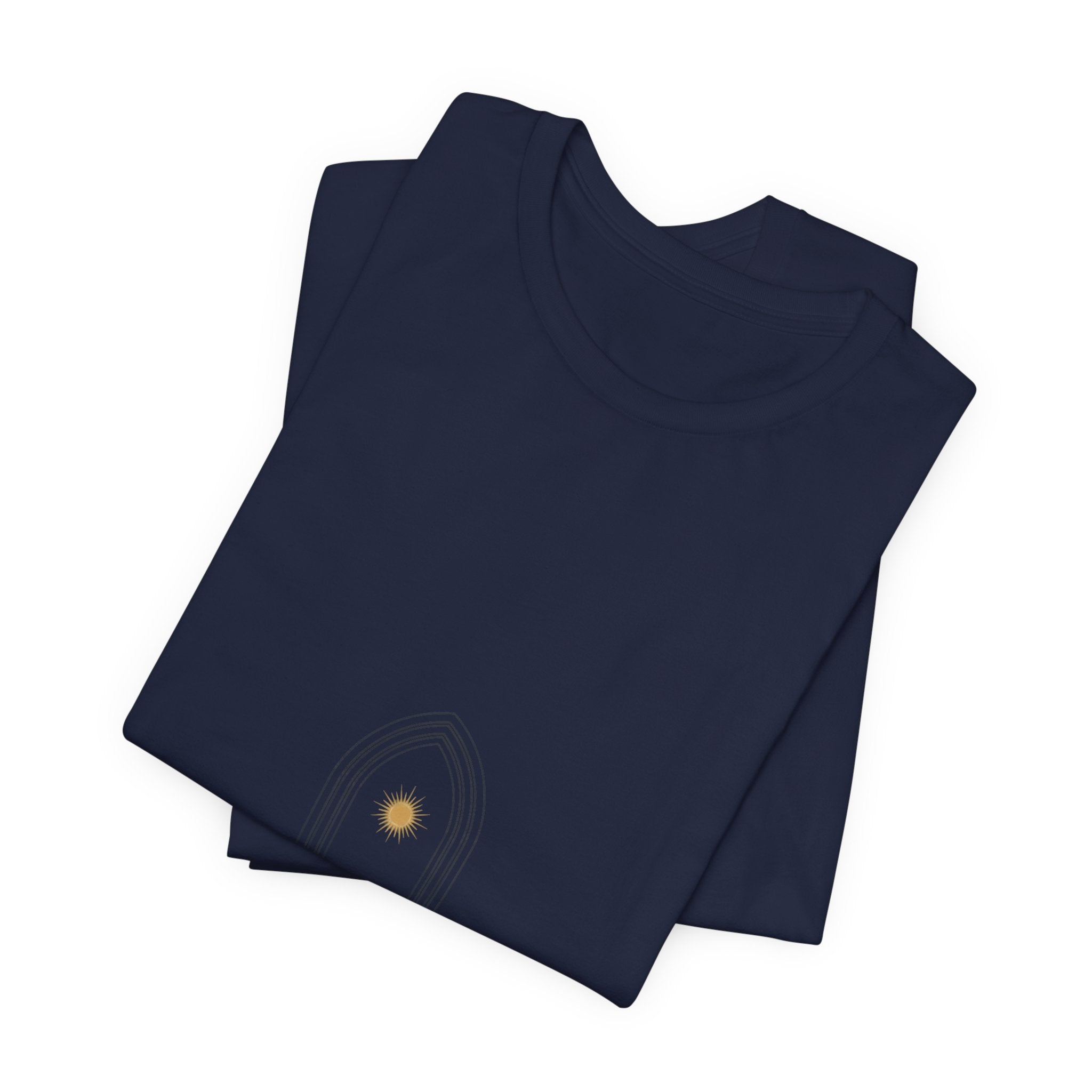 Gothic Arch Minimal Tee | Monastic Minimalism, serene typography Navy