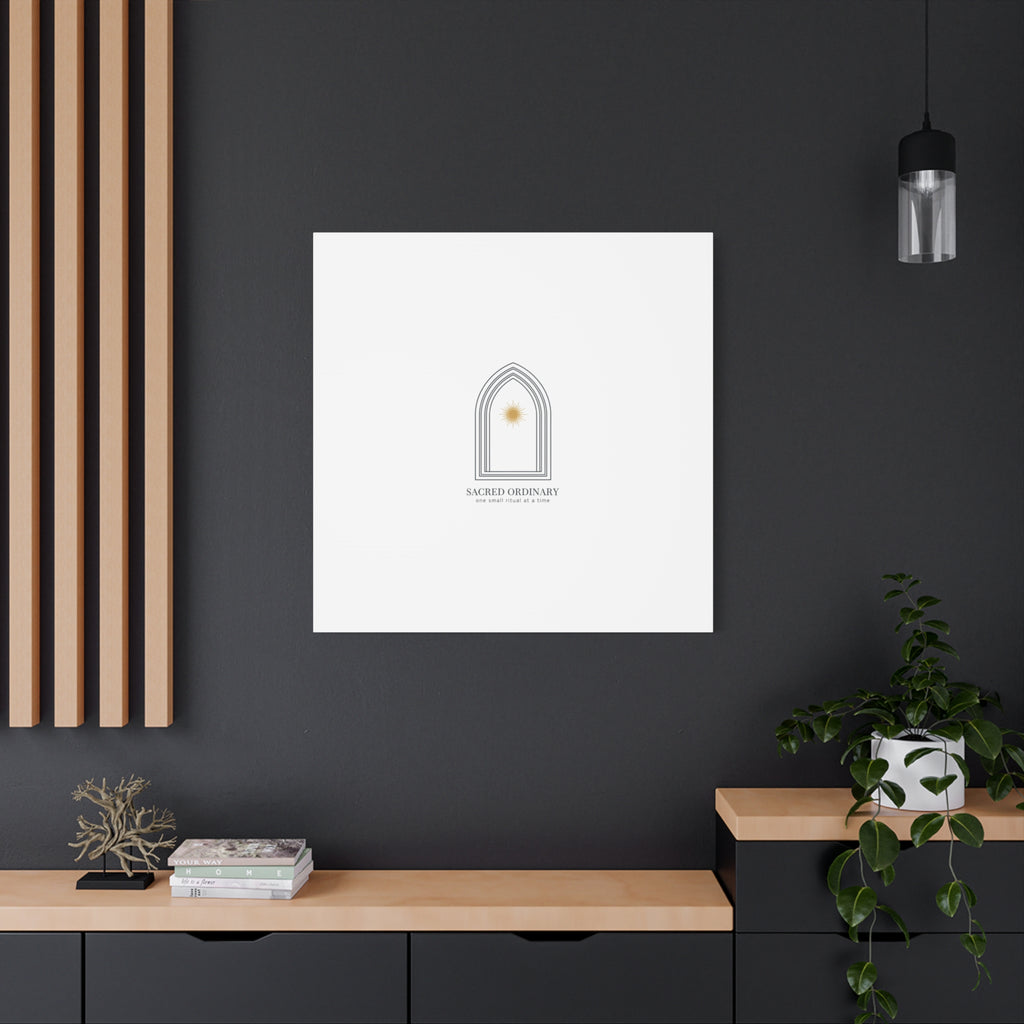 Sacred Ordinary Gothic Arch Canvas | Minimal Scripture Art, Quiet Luxury