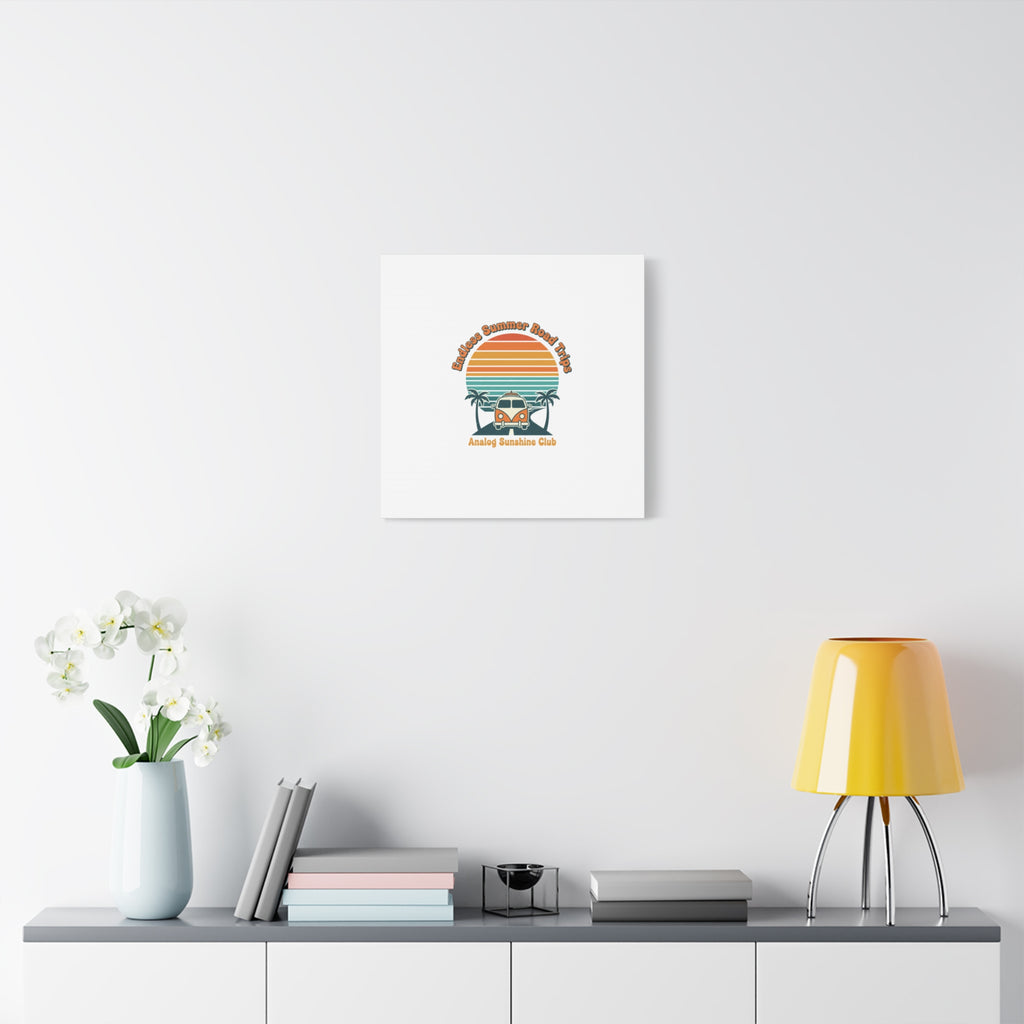 Endless Summer Road Trips Canvas | 1970s Sunset, Retro Surf Palm Art 36" x 36" 1.25"