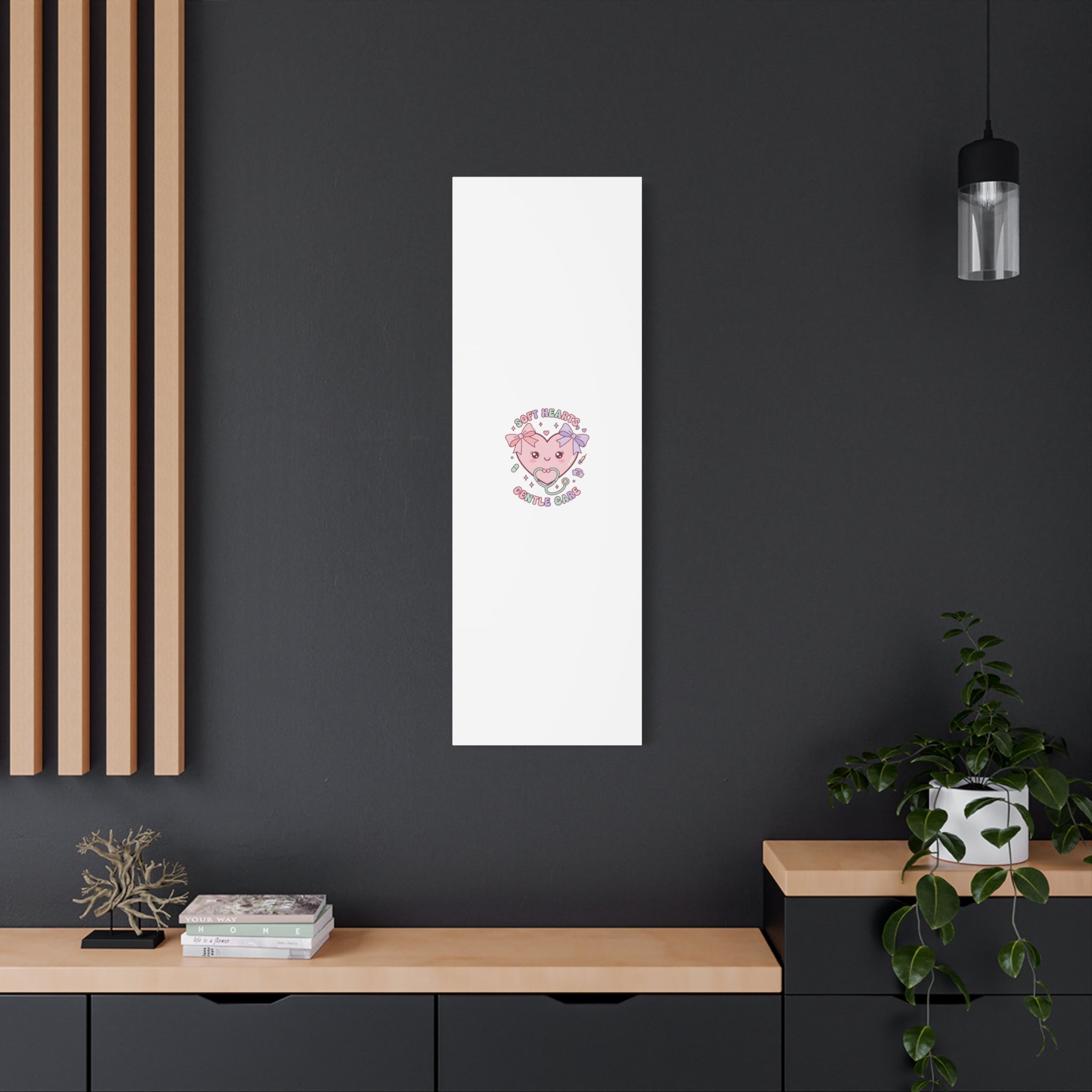 Soft Hearts Gentle Care Canvas, Cute Nurse Graphic | Pastel Coquette Medical Art 36" x 36" 1.25"