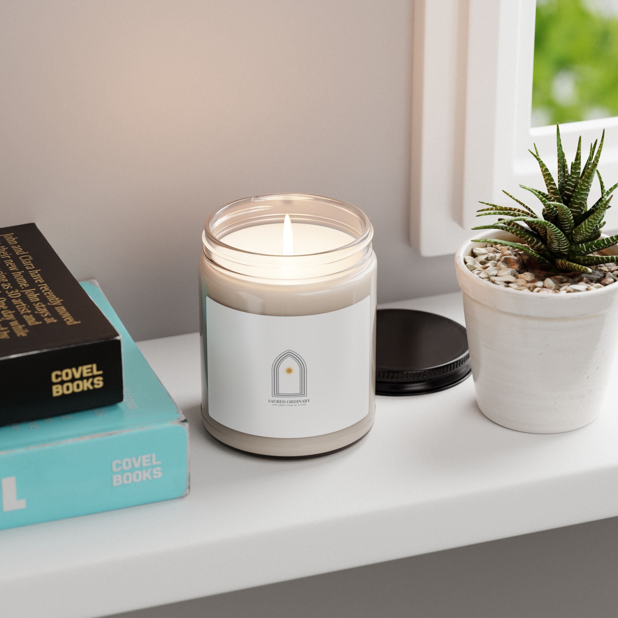 Gothic Arch Minimal Candle | Soy 9oz, Quiet Luxury, Serene Typography White Sage and Lavender 9oz
