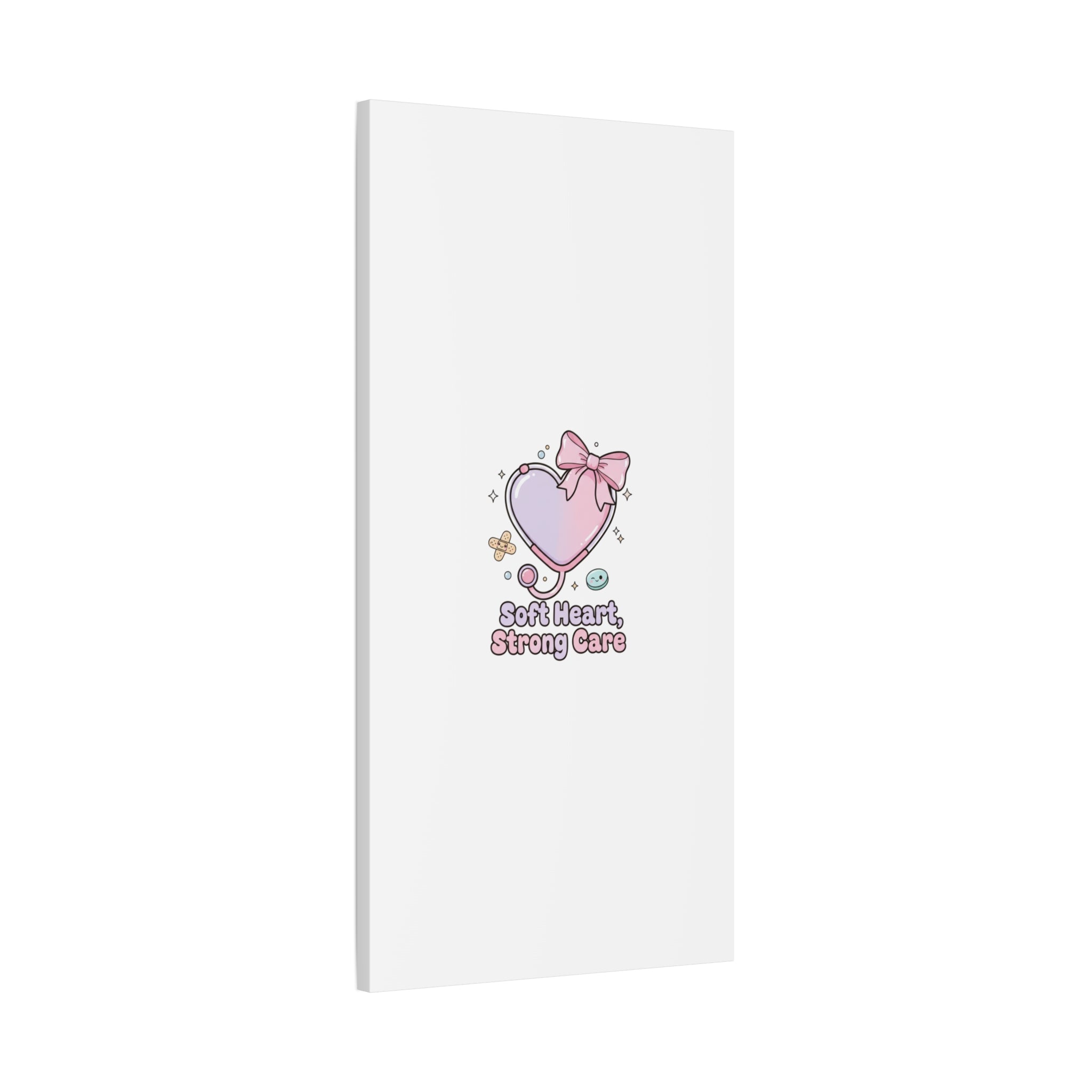 Soft Heart Strong Care Canvas, Pastel Cute Nurse Medical Art | Coquette Healthcare 36" x 36" 1.25"