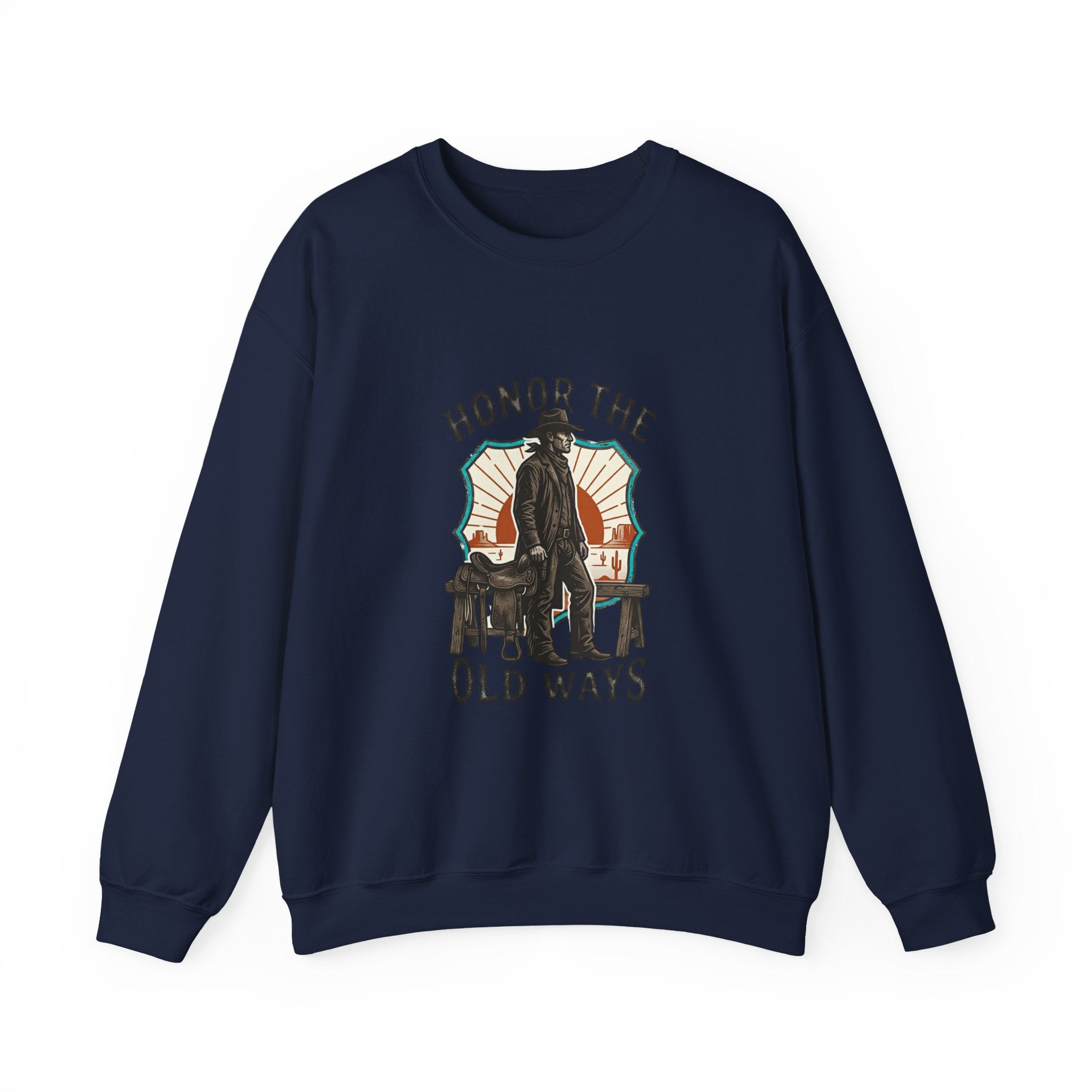 Honor the Old Ways Crewneck Sweatshirt | Western, Americana, Vintage. Navy