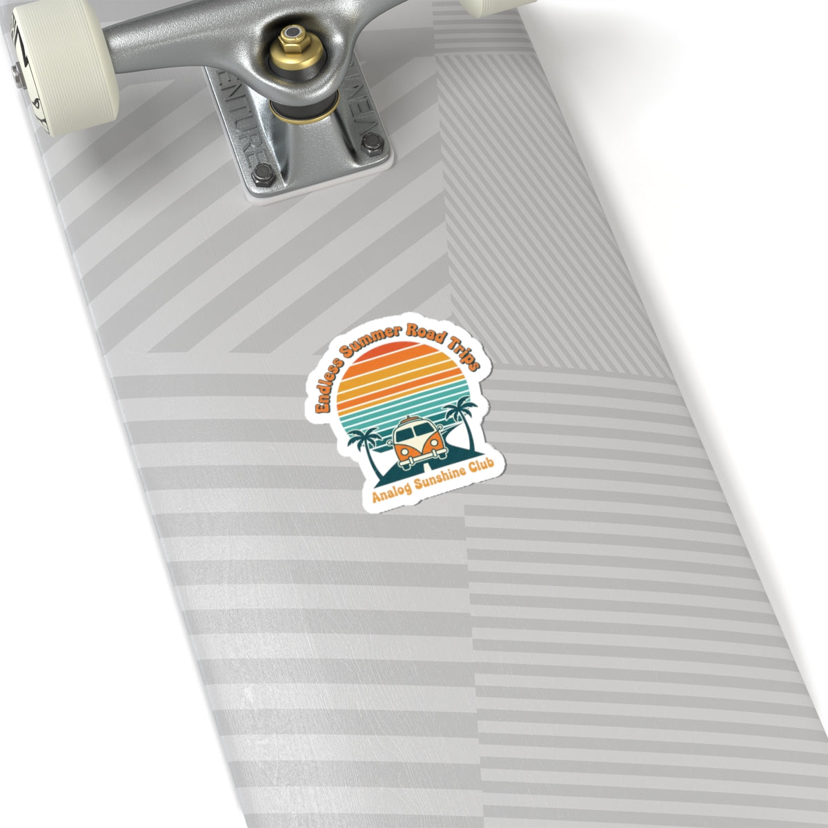 Retro VW Camper Sunset Sticker | 70s sunset, vintage palm postcard