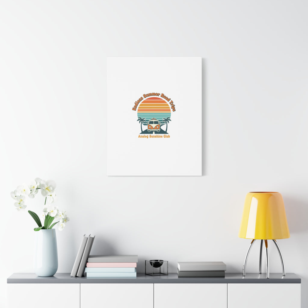 Endless Summer Road Trips Canvas | 1970s Sunset, Retro Surf Palm Art 36" x 36" 1.25"