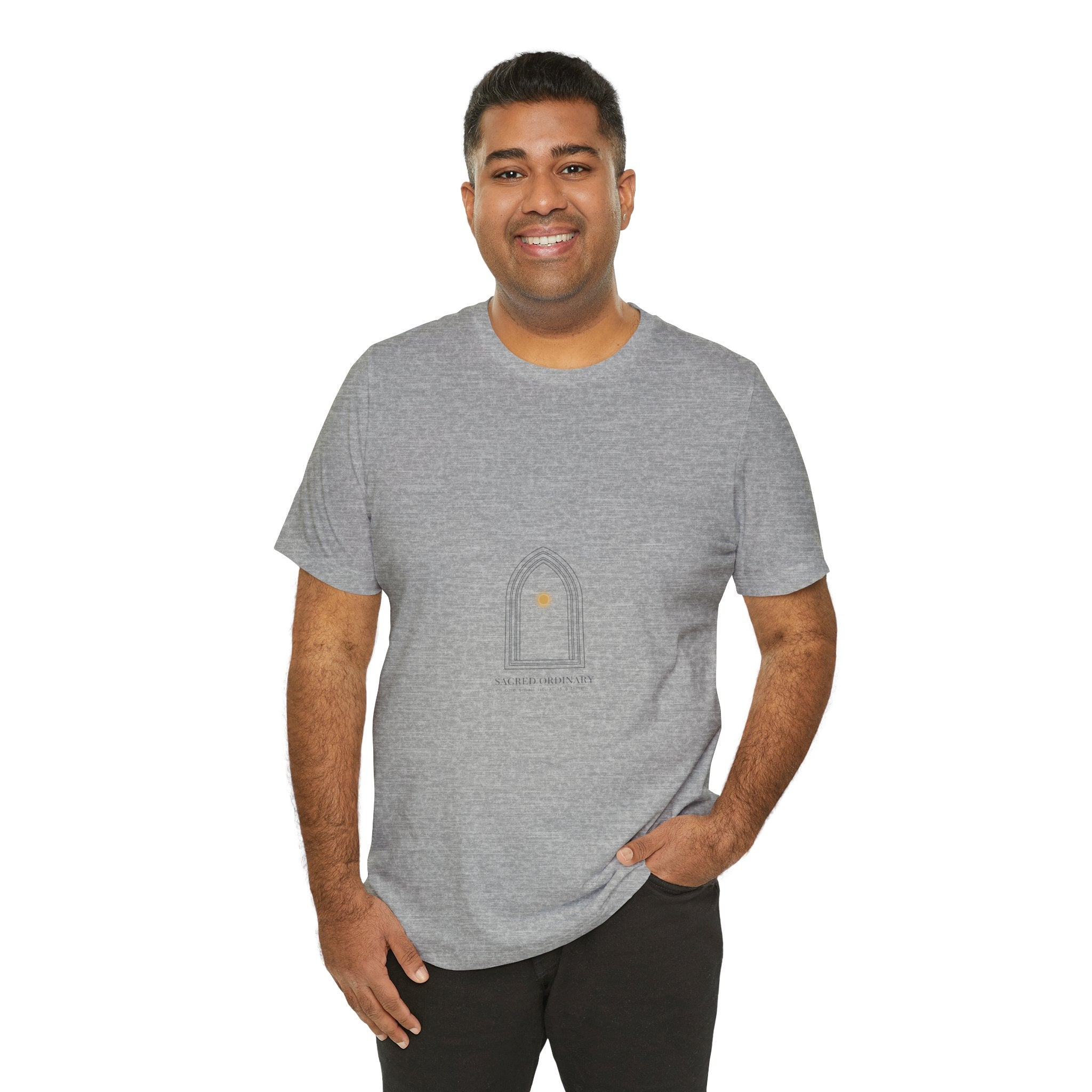 Gothic Arch Minimal Tee | Monastic Minimalism, serene typography Navy