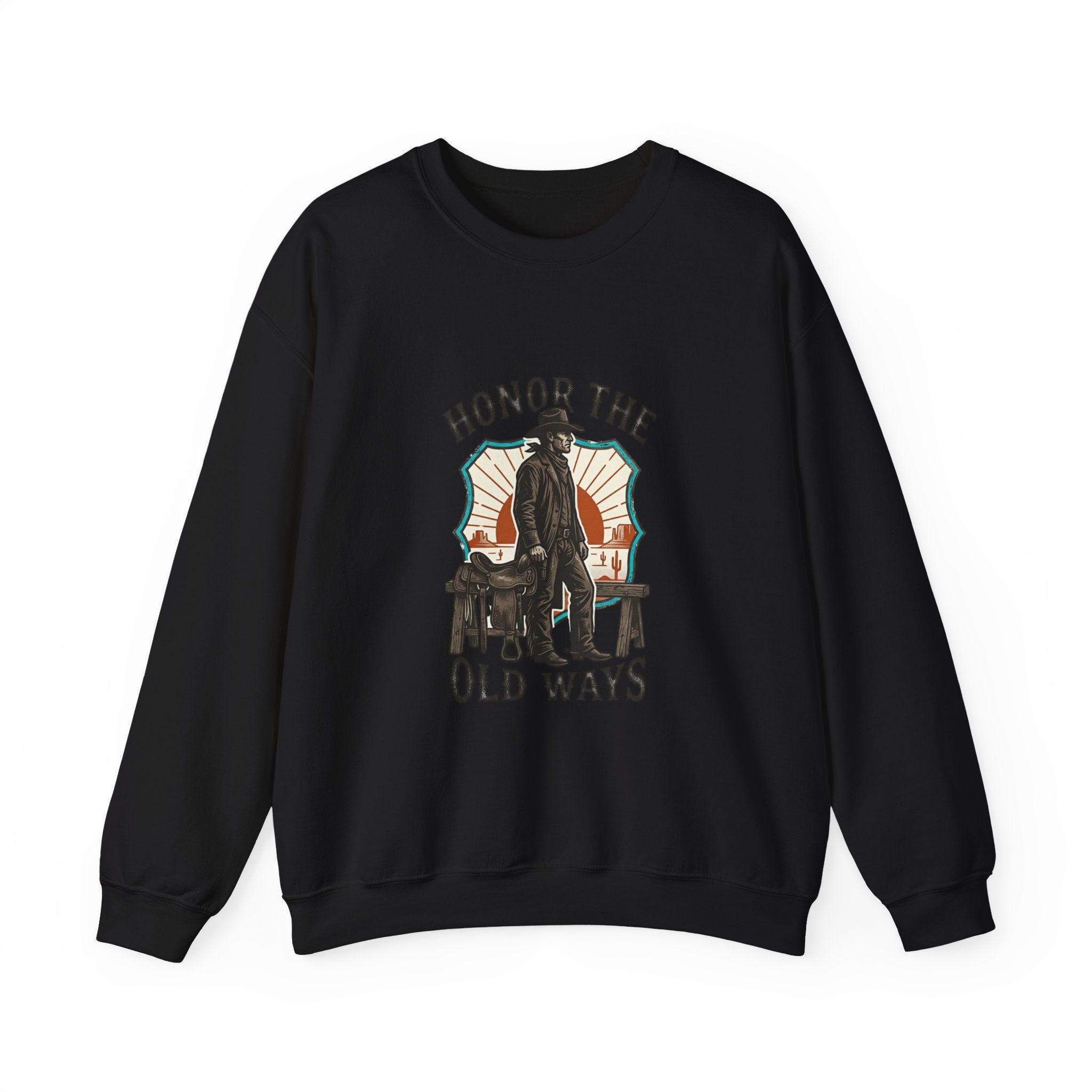 Honor the Old Ways Crewneck Sweatshirt | Western, Americana, Vintage. Black