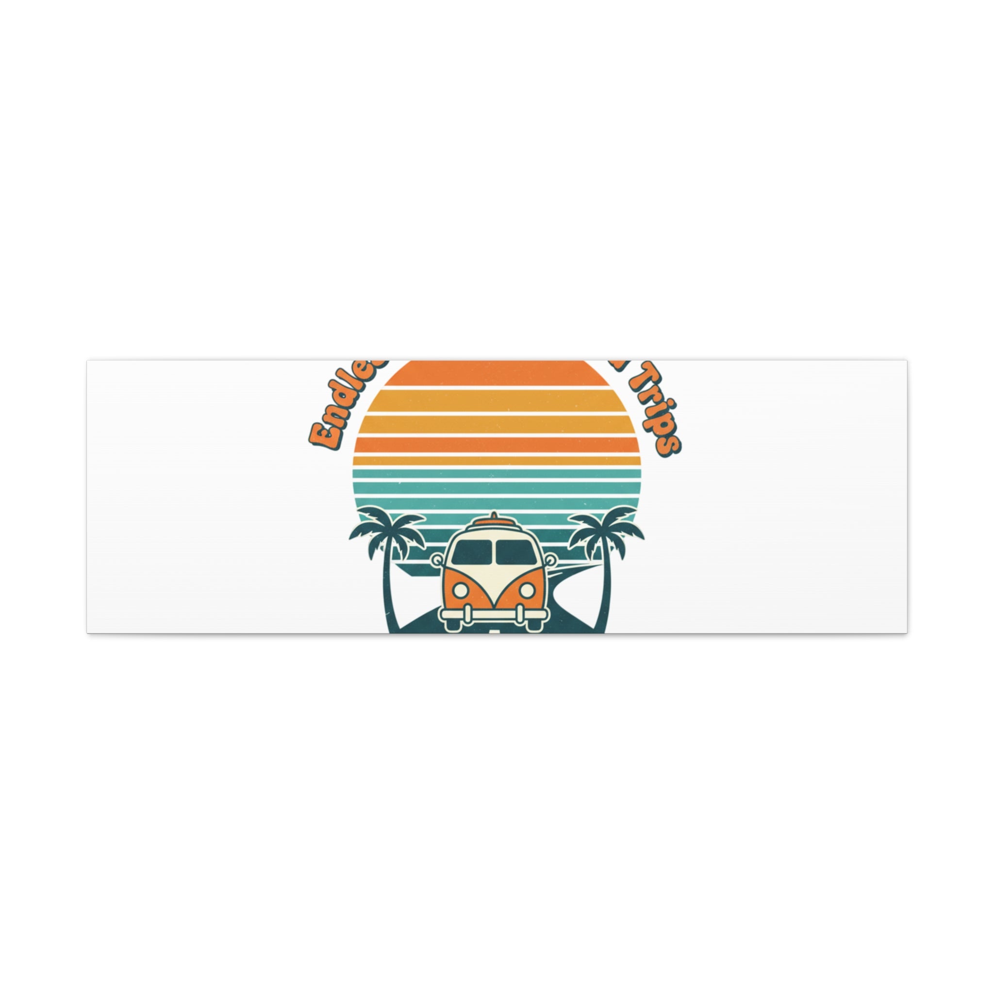 Endless Summer Road Trips Canvas | 1970s Sunset, Retro Surf Palm Art 48" x 16" (Horizontal) 1.25"