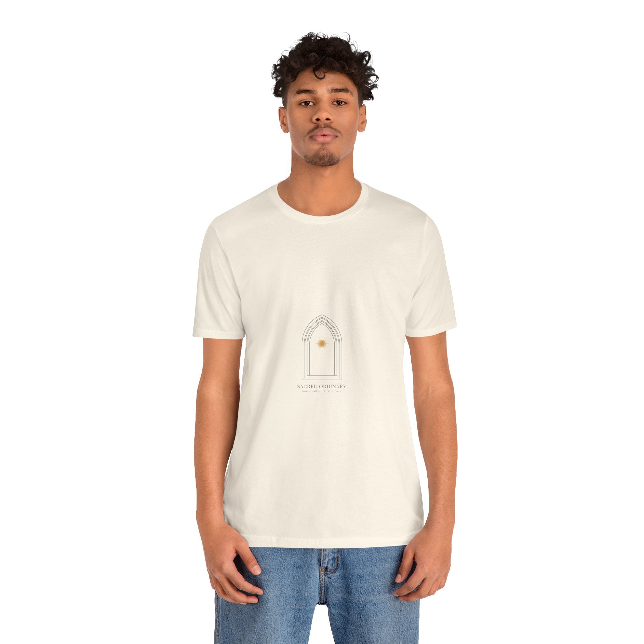 Gothic Arch Minimal Tee | Monastic Minimalism, serene typography Navy