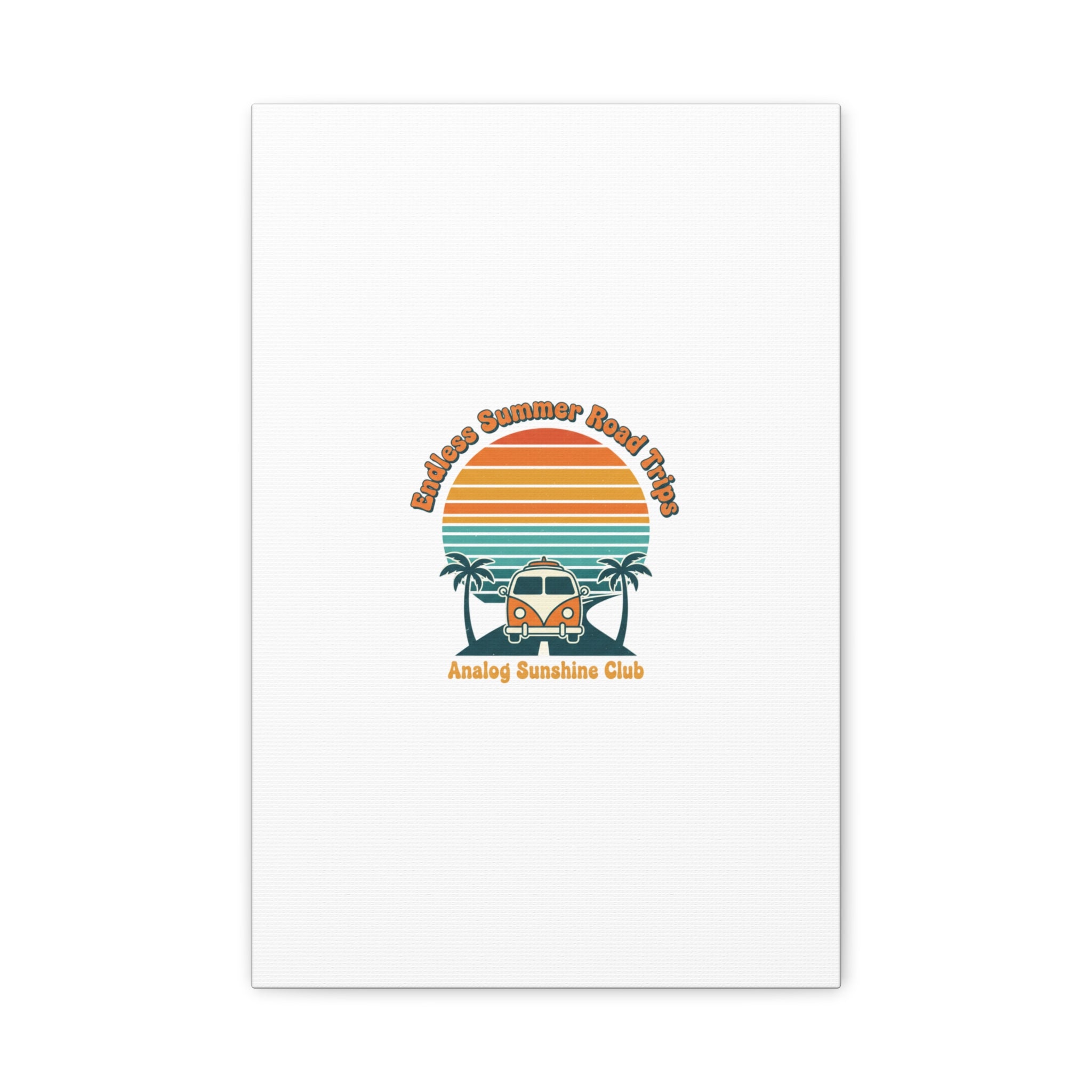 Endless Summer Road Trips Canvas | 1970s Sunset, Retro Surf Palm Art 12″ x 18″ (Vertical) 1.25"