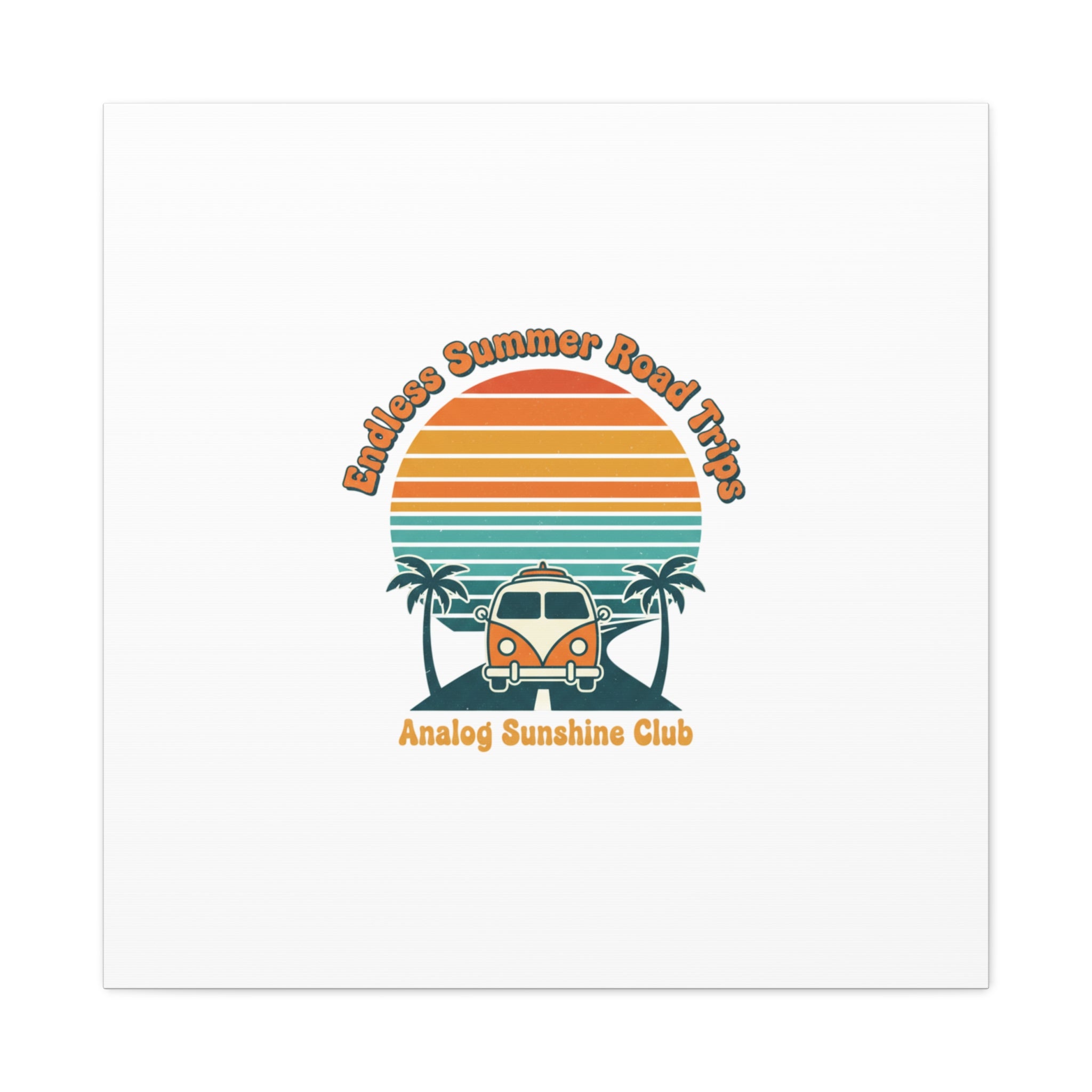 Endless Summer Road Trips Canvas | 1970s Sunset, Retro Surf Palm Art 30″ x 30″ 1.25"