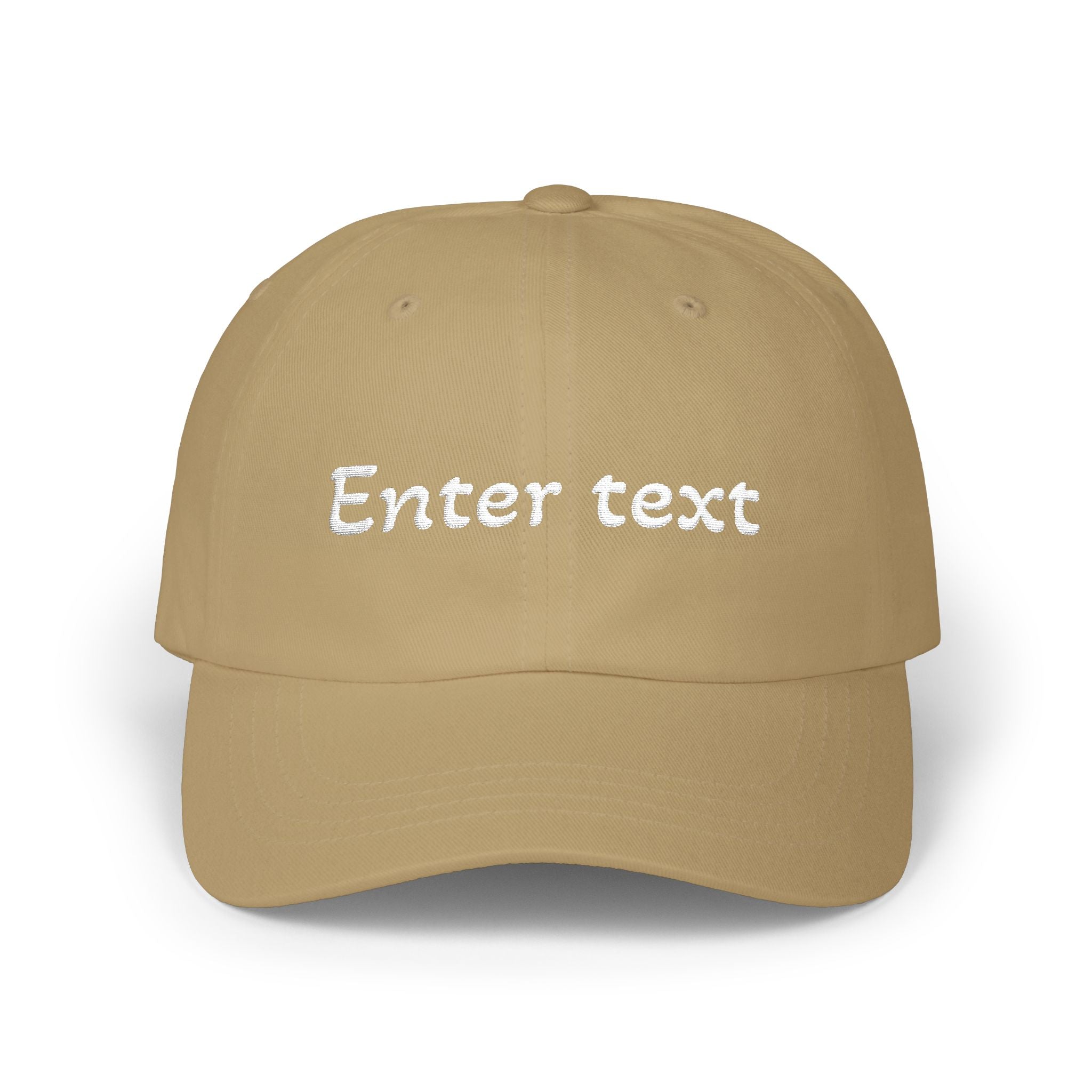 Custom Script Text Dad Cap | Personalized Embroidered Baseball Hat Khaki One size