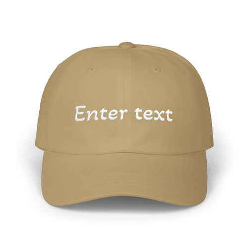 Custom Script Text Dad Cap | Personalized Embroidered Baseball Hat Khaki One size