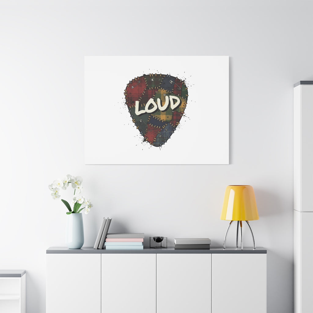 Plaid Patchwork Guitar Pick Canvas, Grunge Revival, 90s Rock Plaid Aesthetic 36" x 36" 1.25"