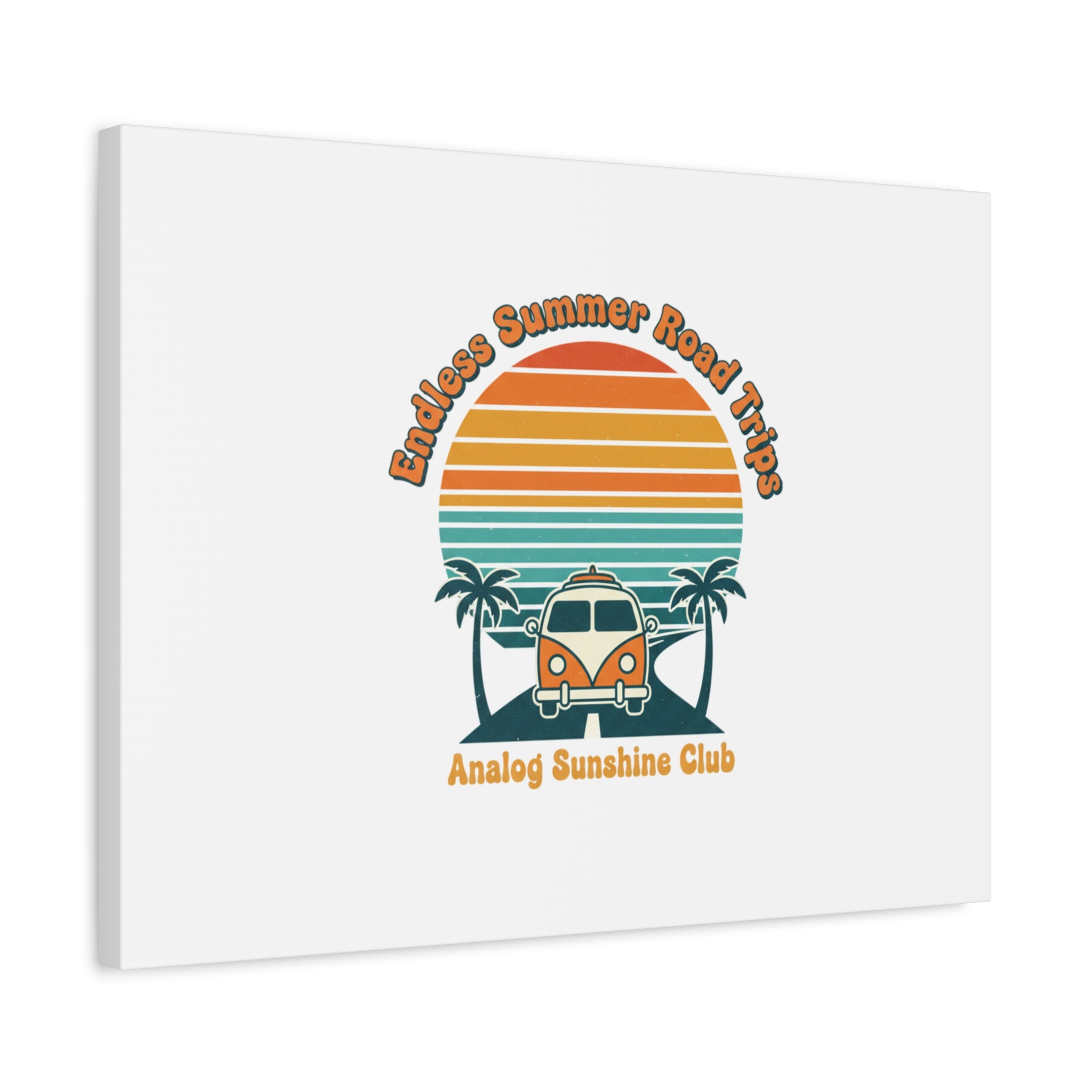 Endless Summer Road Trips Canvas | 1970s Sunset, Retro Surf Palm Art 36" x 36" 1.25"