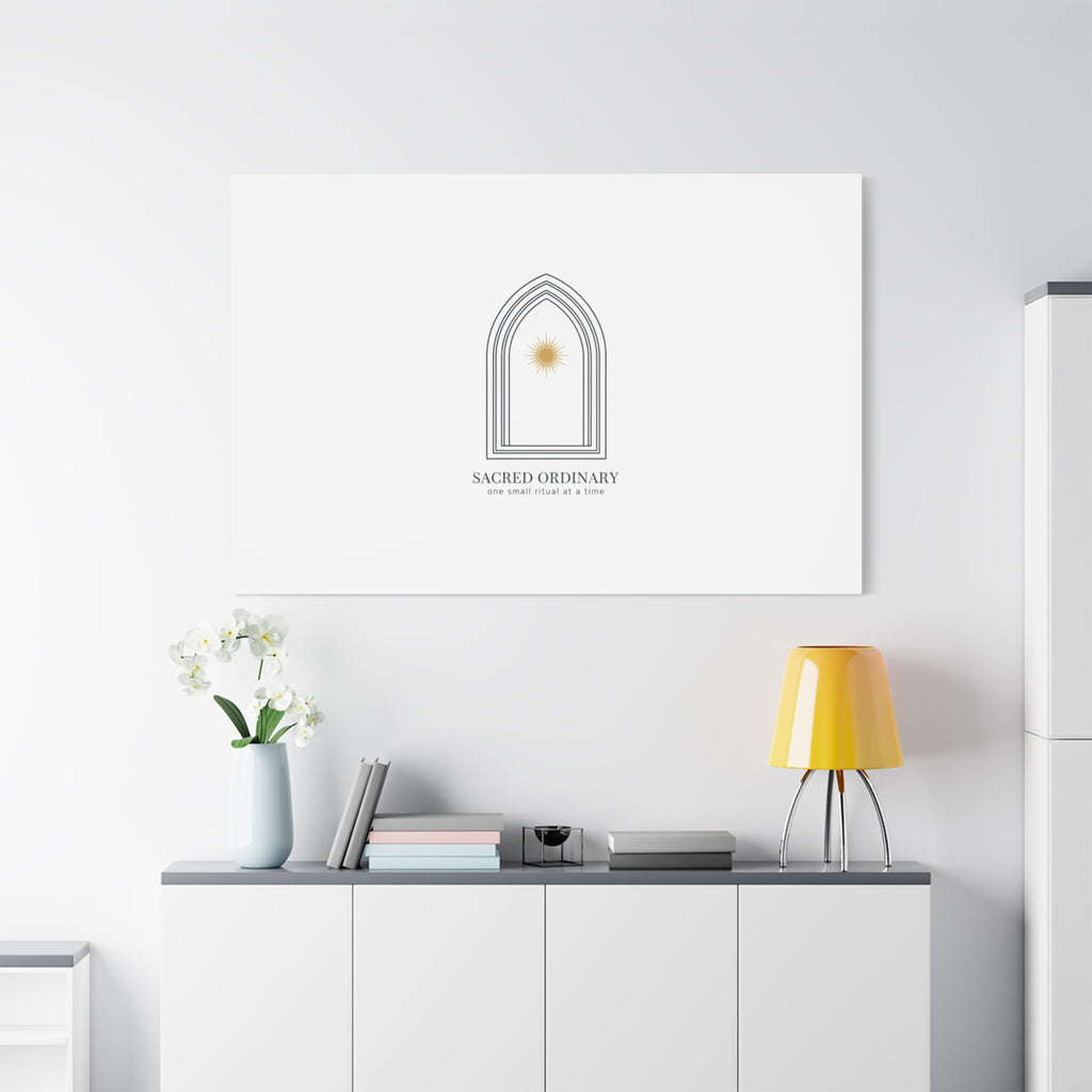 Sacred Ordinary Gothic Arch Canvas | Minimal Scripture Art, Quiet Luxury
