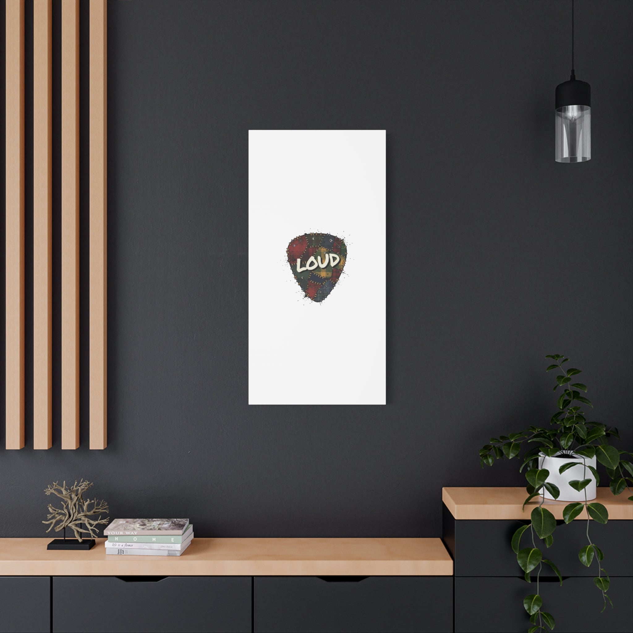 Plaid Patchwork Guitar Pick Canvas, Grunge Revival, 90s Rock Plaid Aesthetic 36" x 36" 1.25"