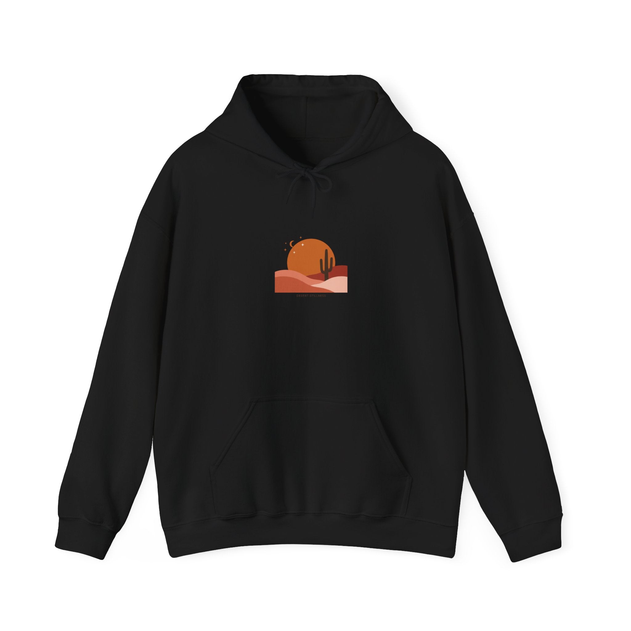 Desert Sunset Minimalist Mesa Hoodie | southwestern art print, adobe-inspired Black