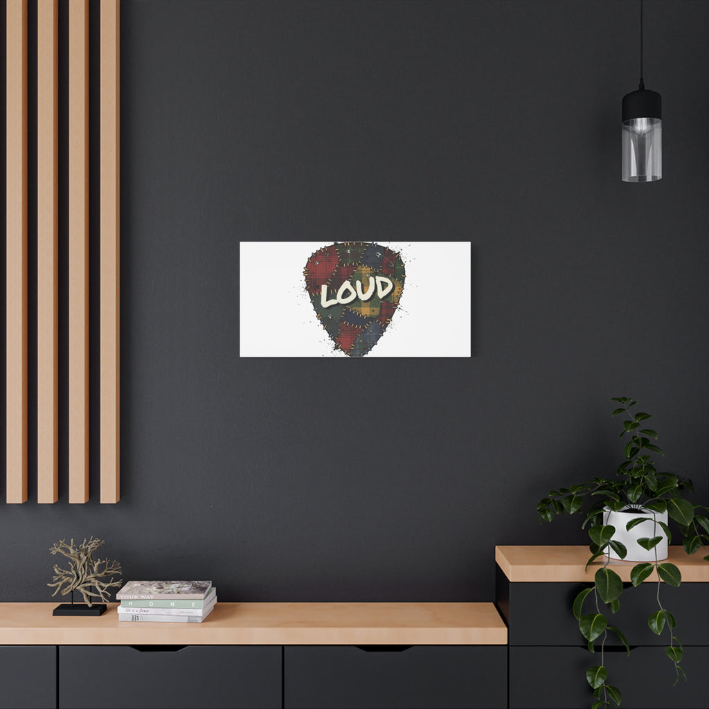 Plaid Patchwork Guitar Pick Canvas, Grunge Revival, 90s Rock Plaid Aesthetic 36" x 36" 1.25"