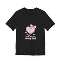 Soft Heart Strong Care T-Shirt | cute nurse graphic, pastel coquette medical shirt Black