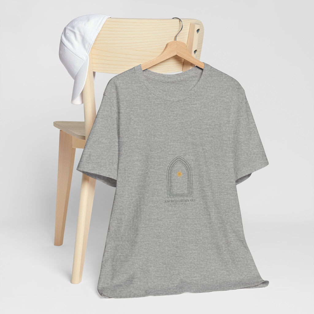 Gothic Arch Minimal Tee | Monastic Minimalism, serene typography Navy