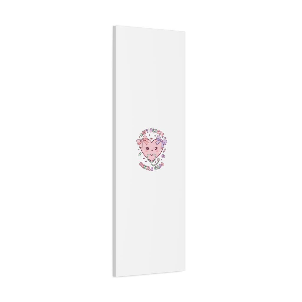 Soft Hearts Gentle Care Canvas, Cute Nurse Graphic | Pastel Coquette Medical Art 36" x 36" 1.25"