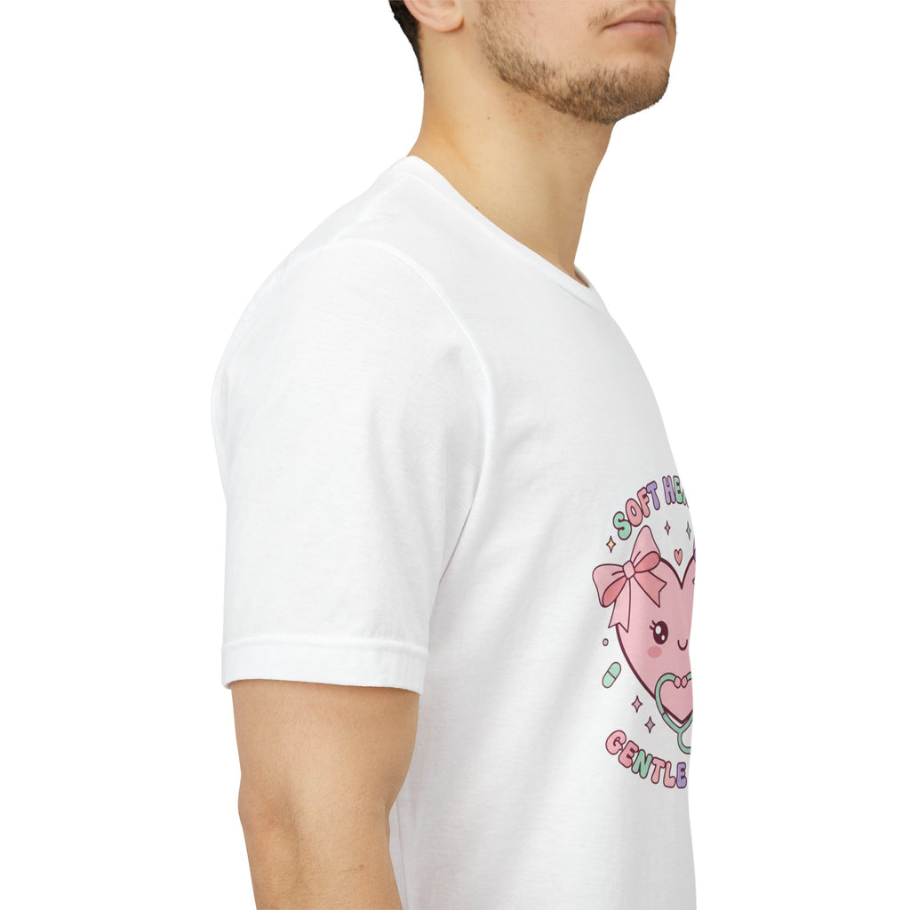Kawaii Nurse Heart Tee | pastel healthcare design, coquette medical shirt Navy