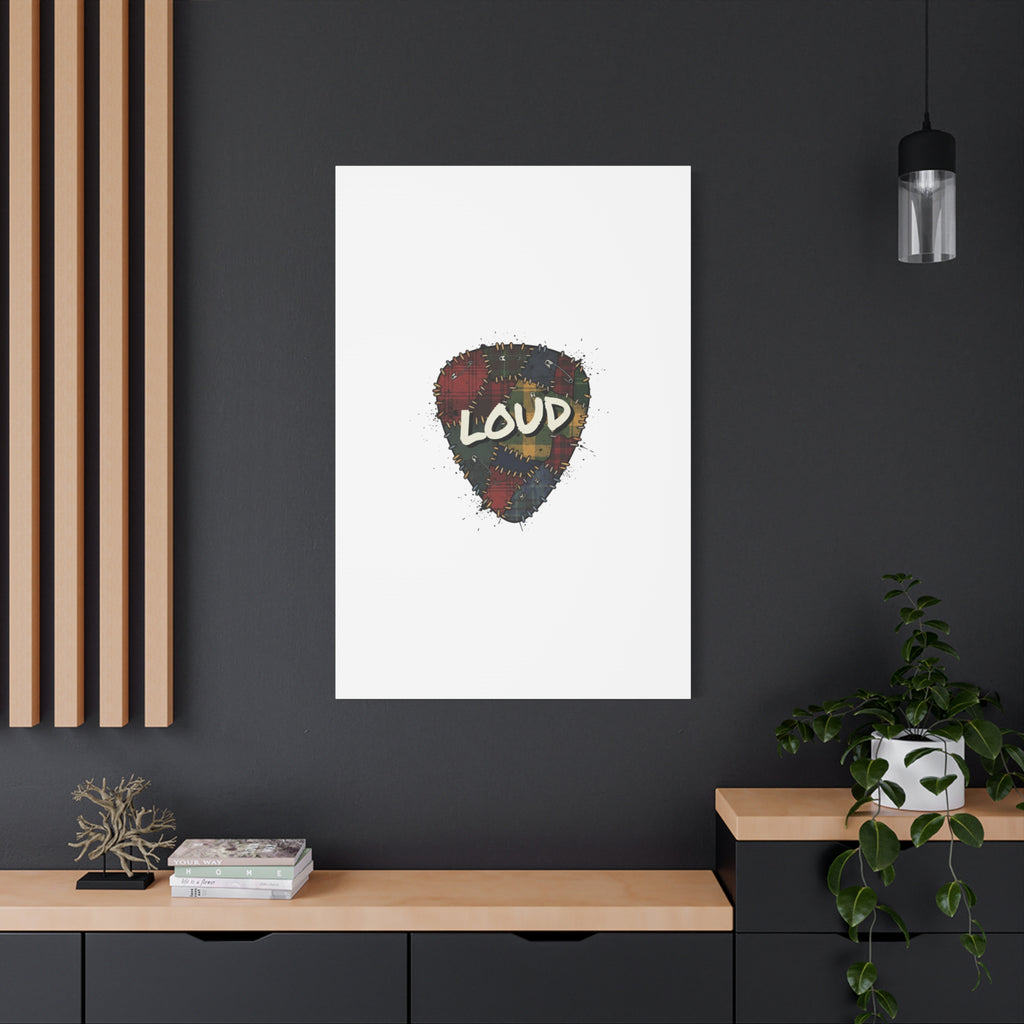 Plaid Patchwork Guitar Pick Canvas, Grunge Revival, 90s Rock Plaid Aesthetic 36" x 36" 1.25"