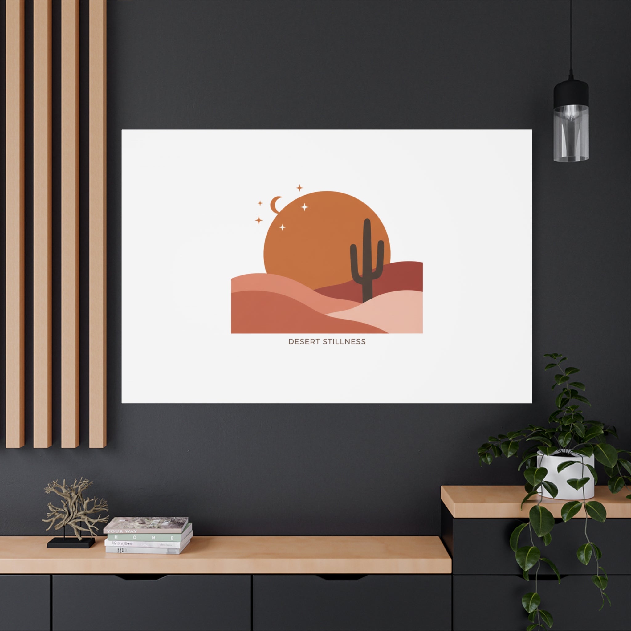 Desert Stillness Canvas, Desert Sunset Minimalist Mesa | Southwestern Art Print
