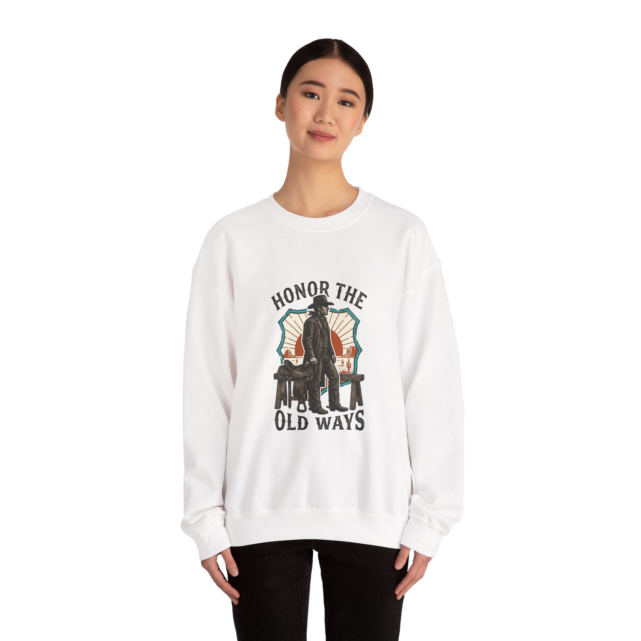 Honor the Old Ways Crewneck Sweatshirt | Western, Americana, Vintage. Navy