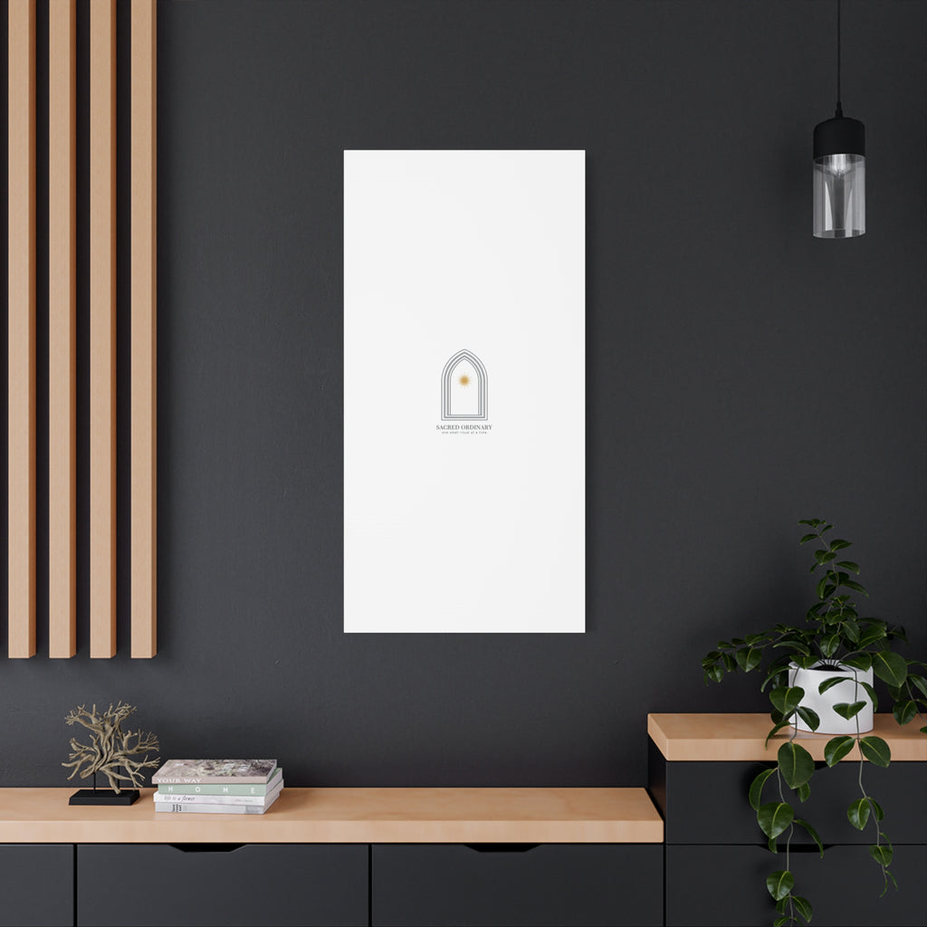 Sacred Ordinary Gothic Arch Canvas | Minimal Scripture Art, Quiet Luxury
